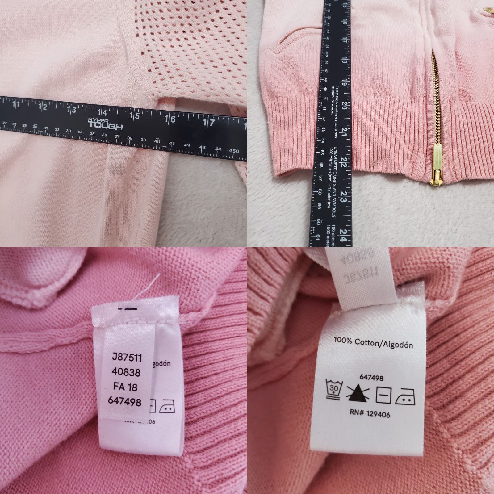 Venus VINTAGE: Not applicable; Venus Cardigan Women M Ombre Pink Knit Full Zip Perforated Long Sleeve Pockets Size M / US 6-8 / IT 42-44 - 8 Thumbnail