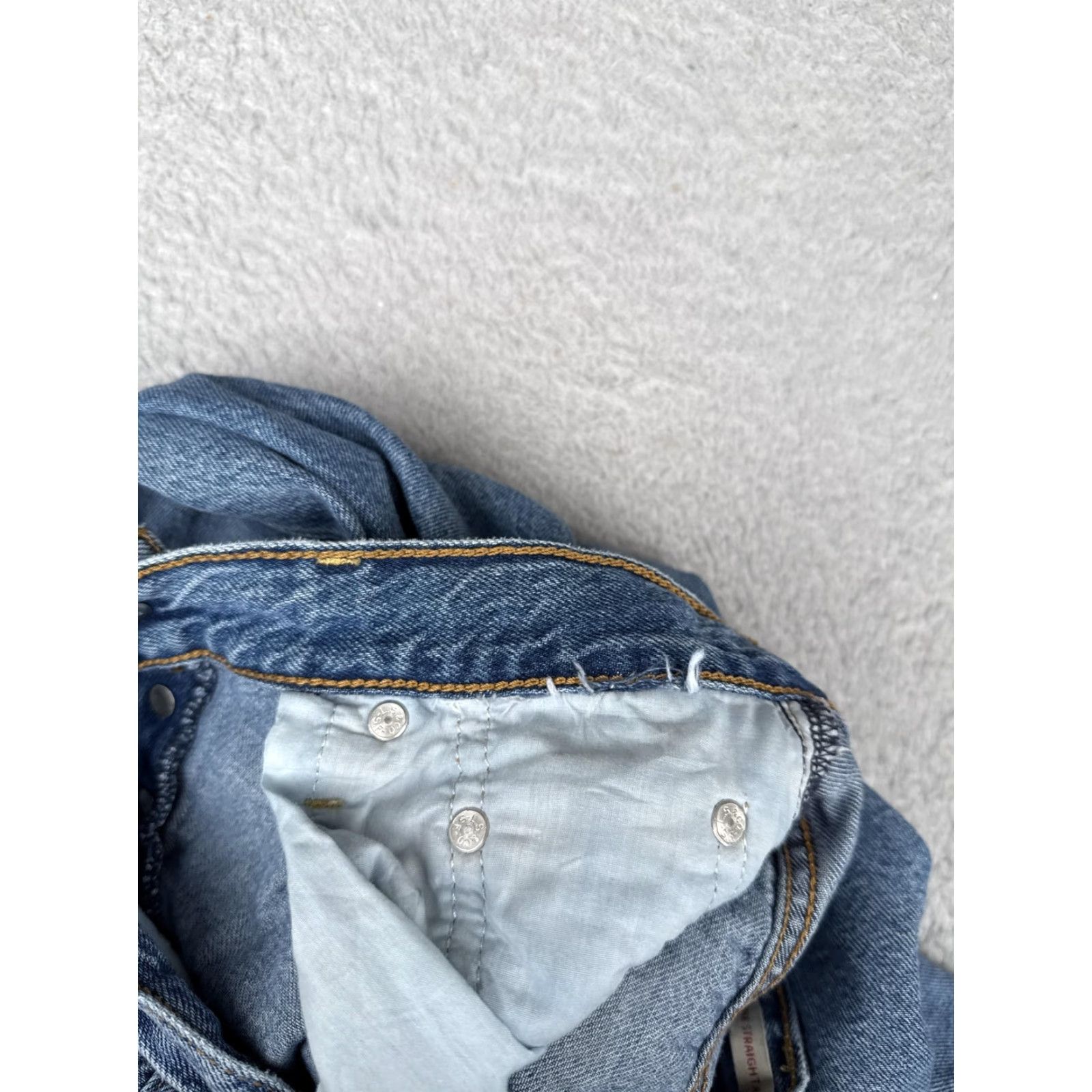 Levi's Levis Ribcage Straight Ankle Jeans Womens 24 Blue Distressed High Rise 24x26 Size 42" / US 20 - 7 Thumbnail