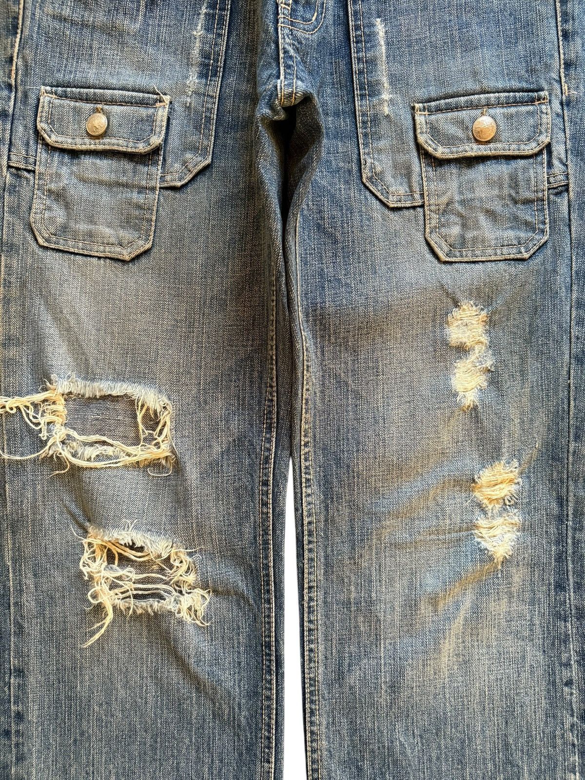 Japanese Brand Vintage Mud Wash Bush Pant Distressed Ripped Loose Jeans Size US 31 - 5 Thumbnail