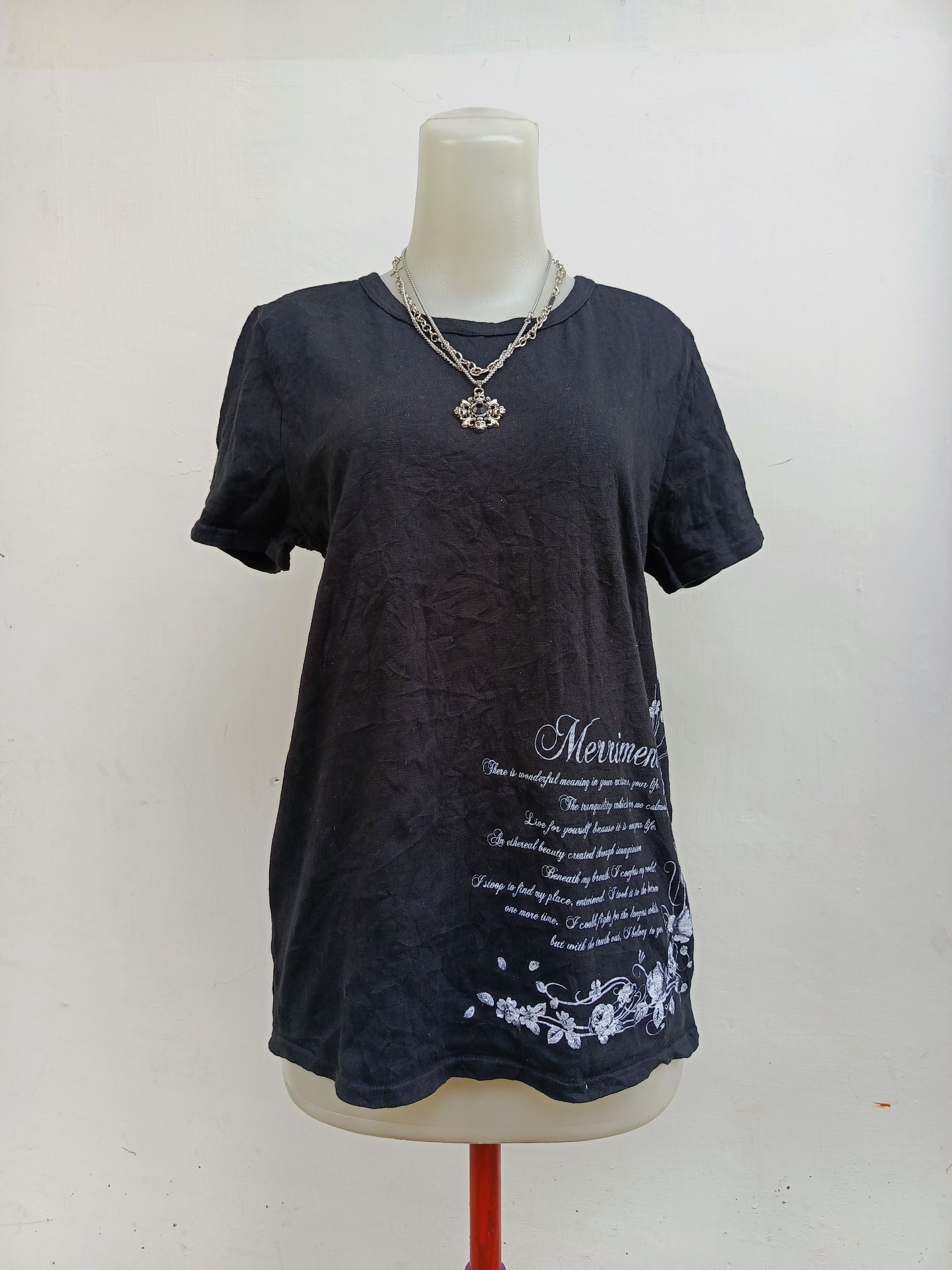 Japanese Brand Cookie House Floral Script Print T-Shirt Size L / US 10 / IT 46 - 1 Thumbnail