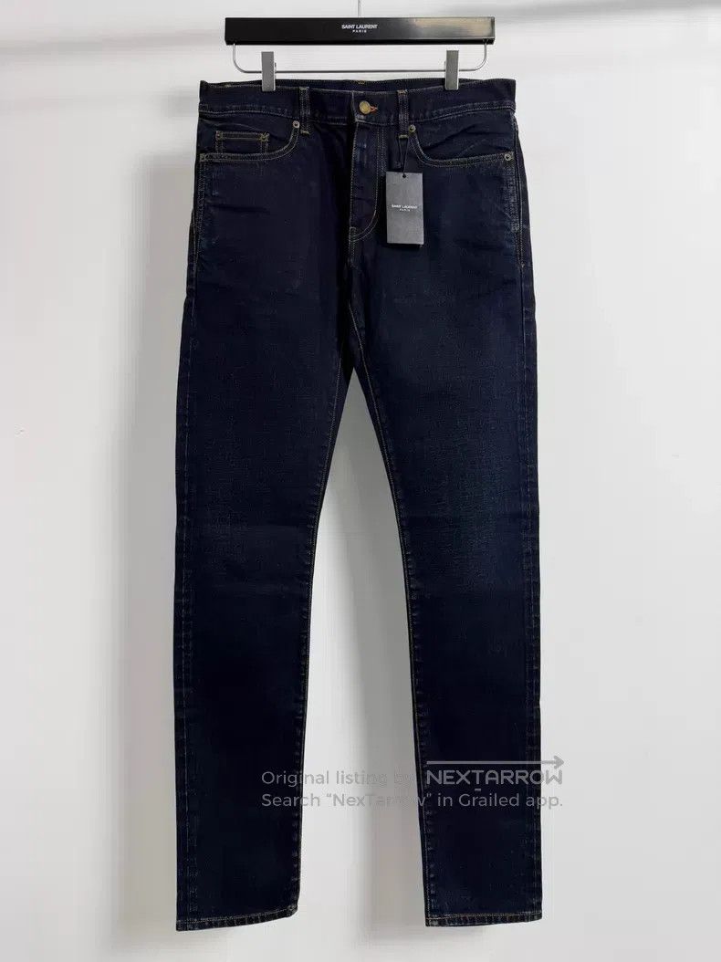 Saint Laurent Paris Saint Laurent Paris Indigo Raw Yellow Line Denim Pants Size US 31 - 1 Thumbnail