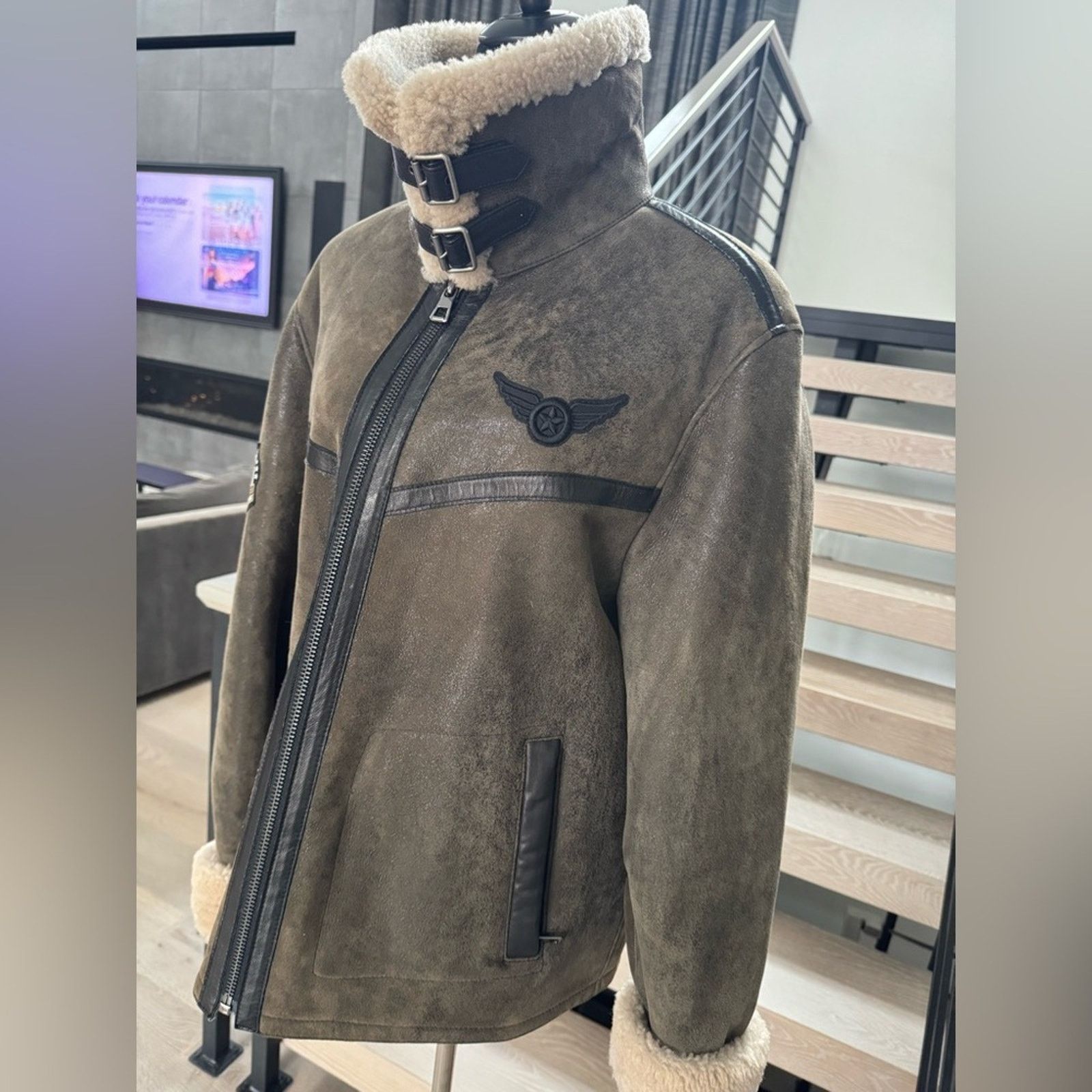 Other new Men's real fur Aviator Jacket with Shearling Trim L Size US L / EU 52-54 / 3 - 2 Thumbnail