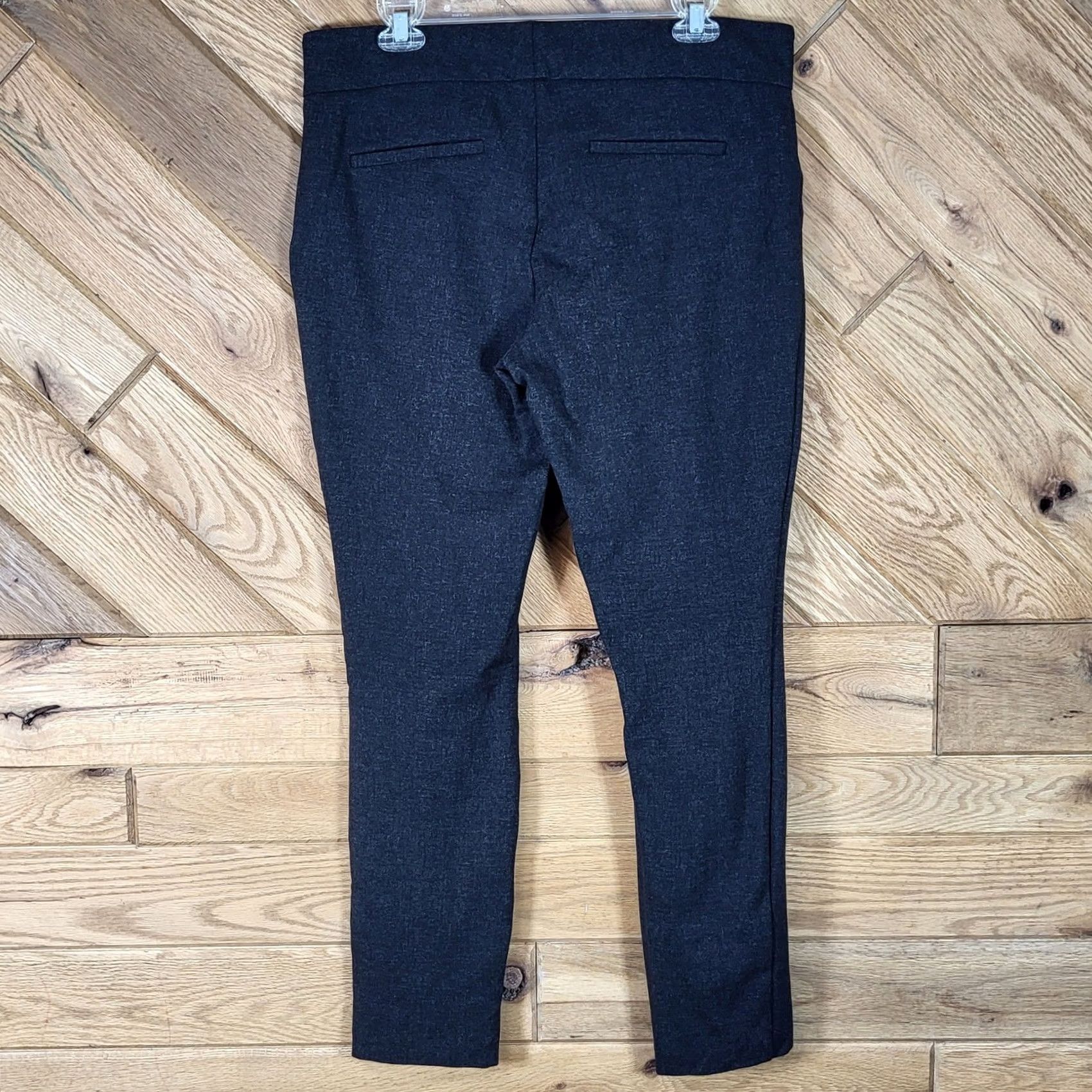Vintage Hilary Radley Dress Pants Womens L Large Pintuck Pull On Ankle Dark Gray Knit Straight Front Pocketing Slimming Comfort Black/Gray Size 36" / US 14 / IT 50 - 3 Thumbnail