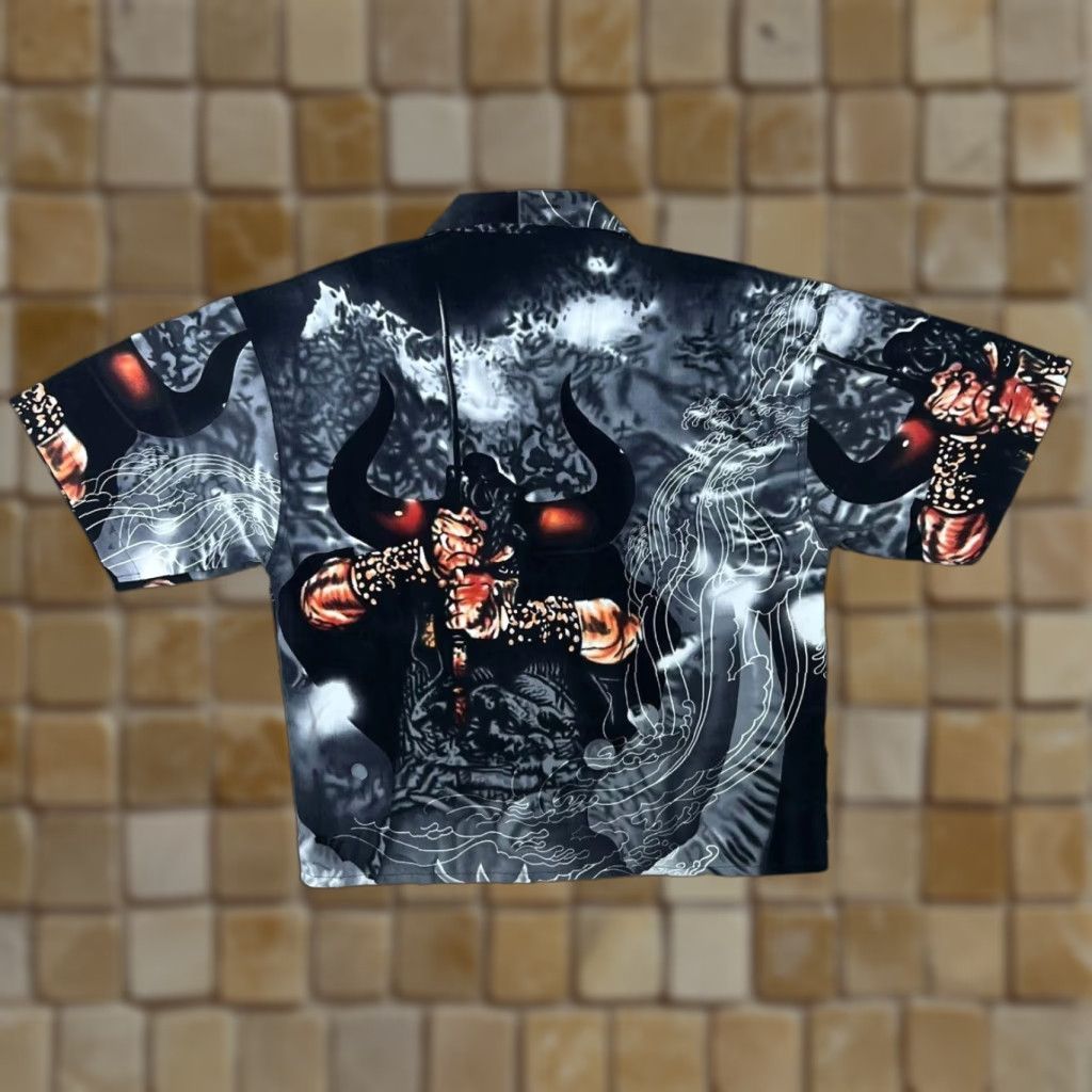 Vintage Kenvelo Gothic Y2K Samurai All-Over Print Short Sleeve Shirt Small L Multicoloured Black/Grey Mens Shirt XX? Size US S / EU 44-46 / 1 - 1 Thumbnail