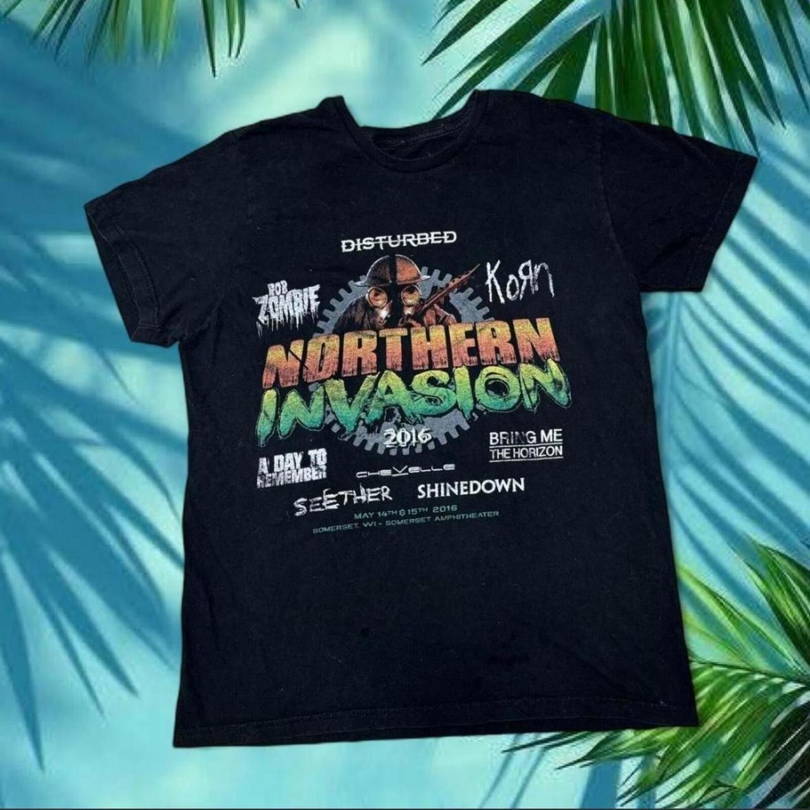 Other Northern Invasion 2016 nu metal Disturbed Korn Rob Zombie Size US M / EU 48-50 / 2 - 1 Thumbnail