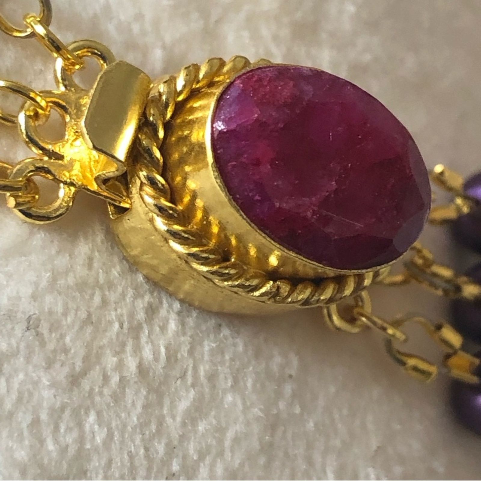 Jewelry Handcrafted repurpose glass Pearl genuine ruby necklac Size ONE SIZE - 9 Thumbnail