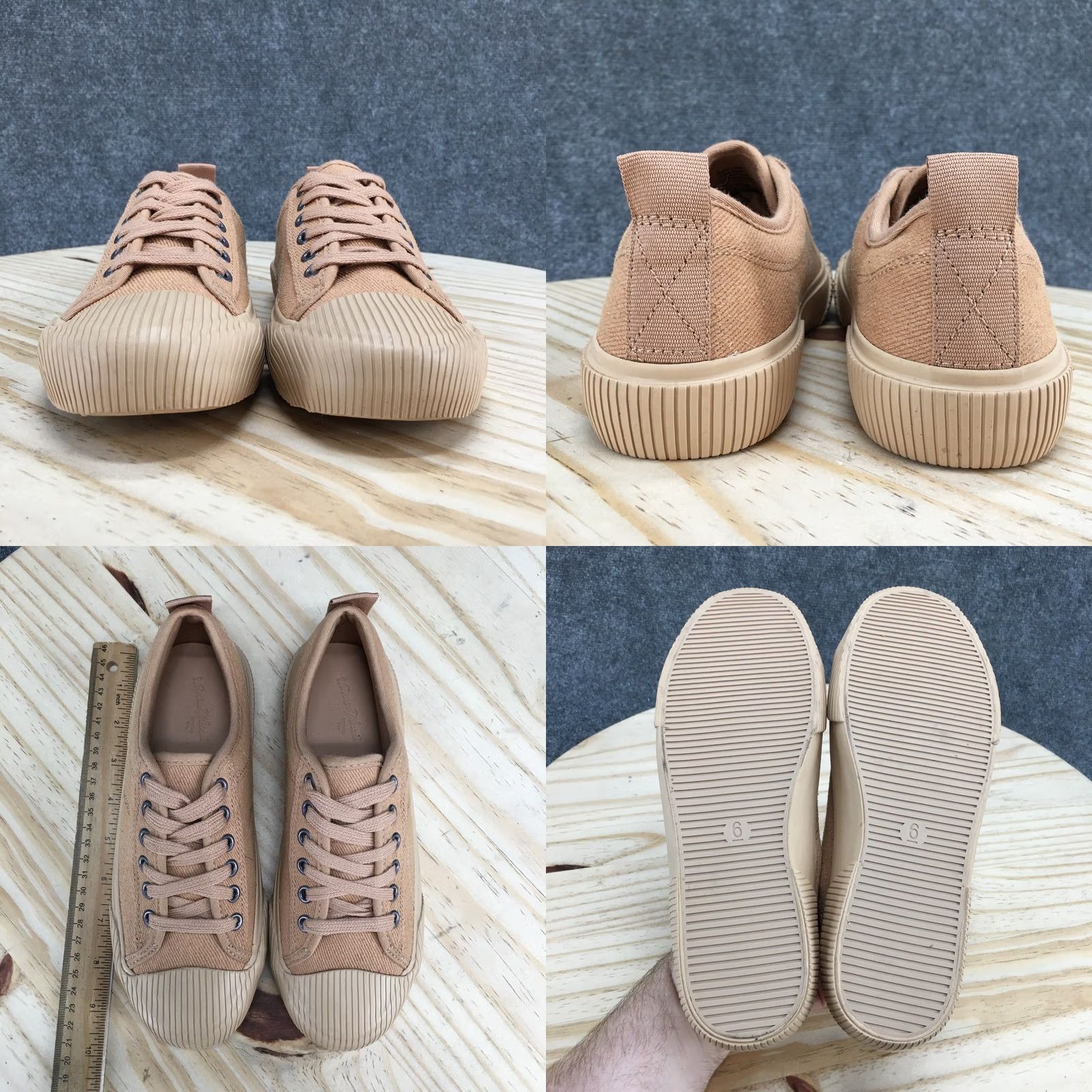 Vintage Universal Thread Grace Womens Sneakers Casual Low Top Tan Canvas Lace Up Shoes 6 M Used Condition Size M / US 6-8 / IT 42-44 - 8 Thumbnail