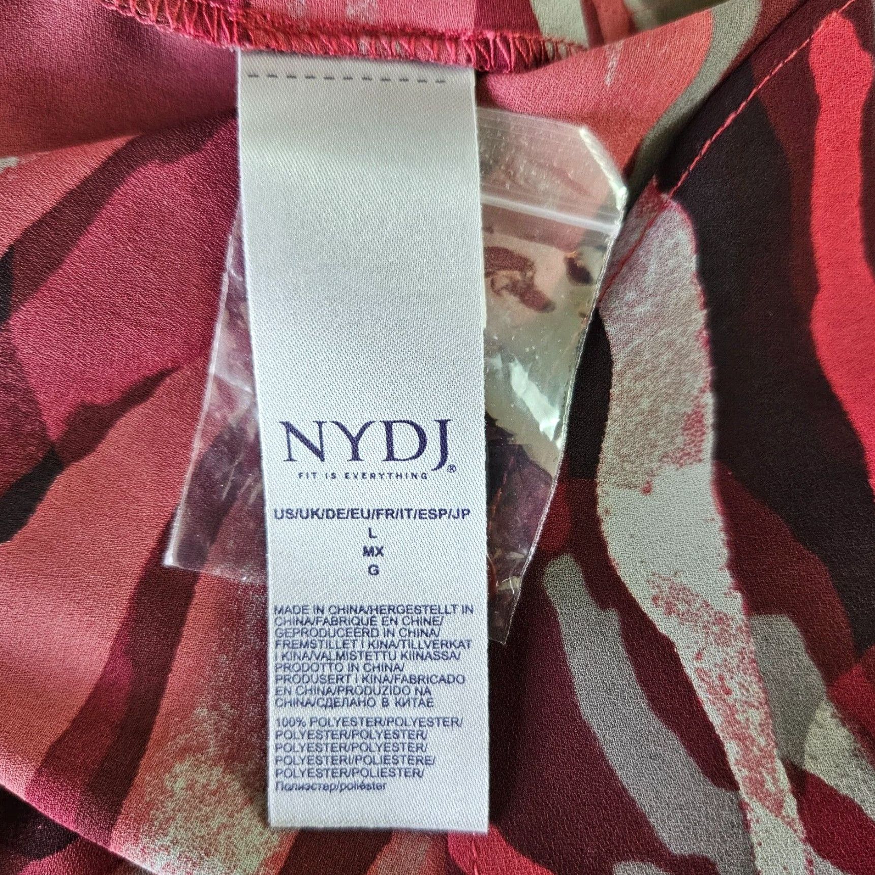 NYDJ VINTAGE NYDJ Womens Button Front Top 3/4 Sleeve Blouse Size L Red Gray Camo Womens Size L / US 10 / IT 46 - 4 Thumbnail
