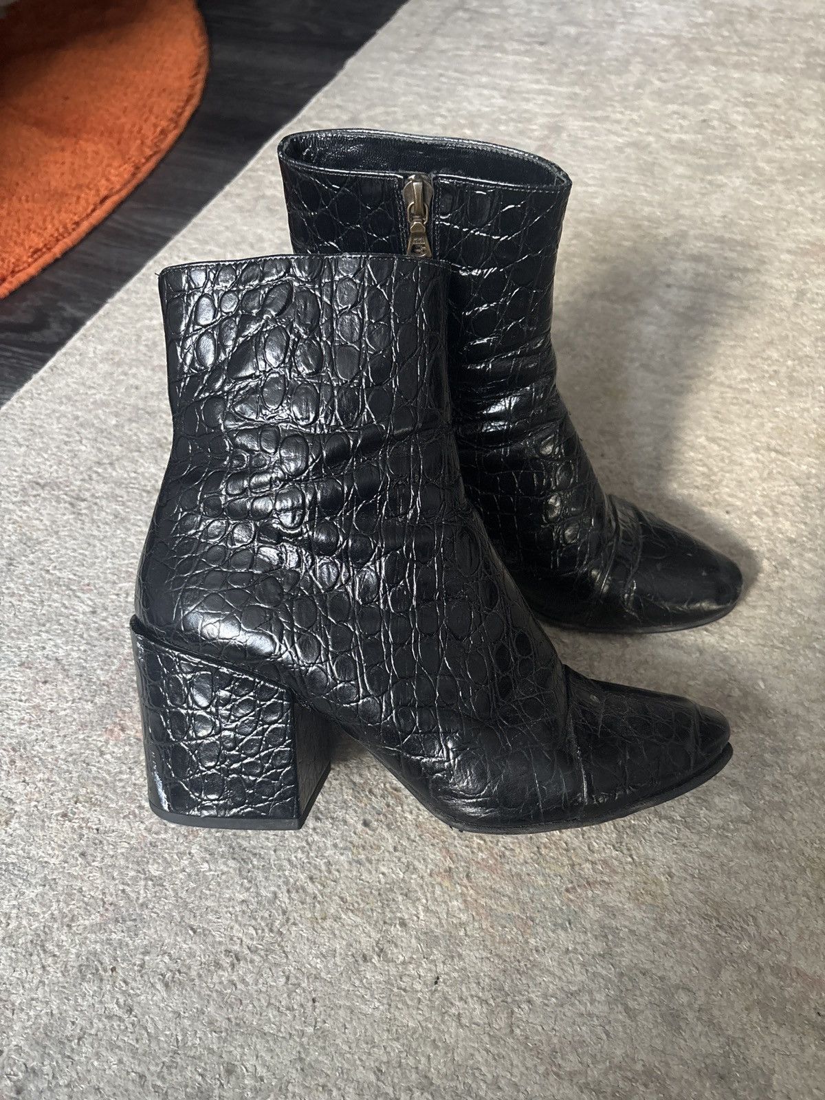 Dries Van Noten Croc embossed leather boots Size US 9 / IT 39 - 1 Thumbnail