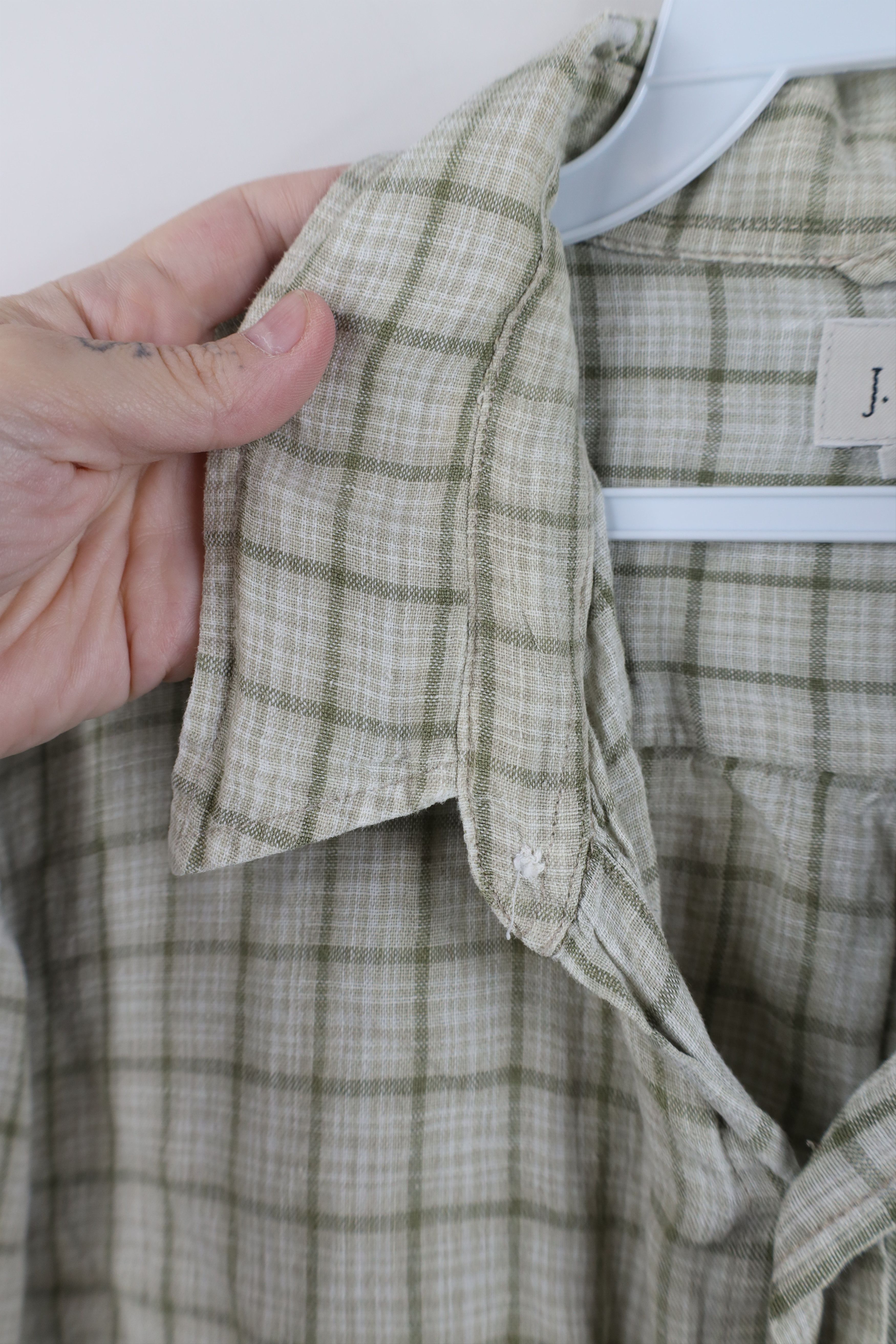 J.Crew Vintage J Crew Linen Collared Button Shirt Green Plaid Size US XL / EU 56 / 4 - 10 Thumbnail