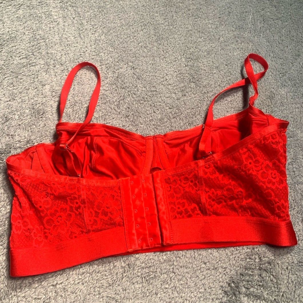 Vintage Parade Bralette Bra Red L Parade Red Underwire Lace Large Women Bralette L Red Size ONE SIZE - 4 Thumbnail