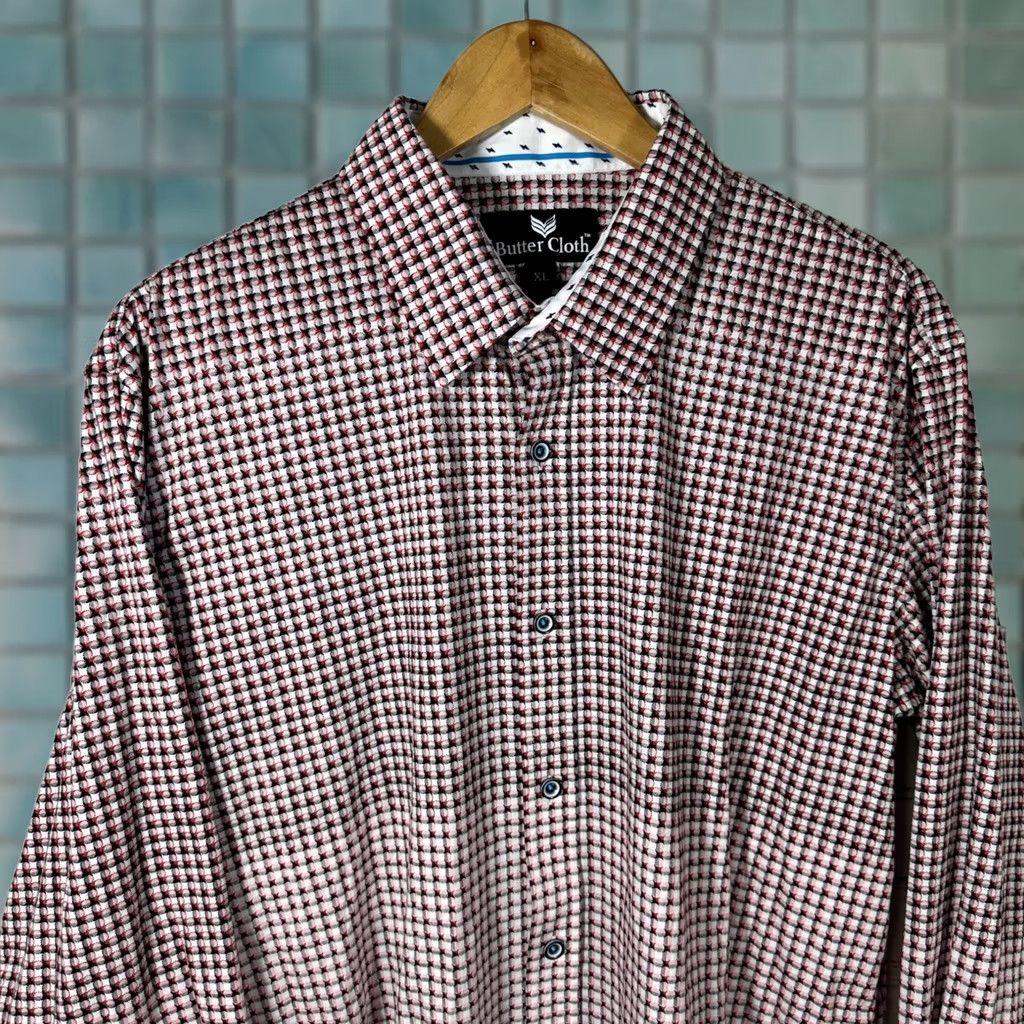 Buttero Butter Cloth Button-Up Shirt Geometric 100% Cotton Red Black Multicolor XL Mens Button Down Size US XL / EU 56 / 4 - 1 Thumbnail