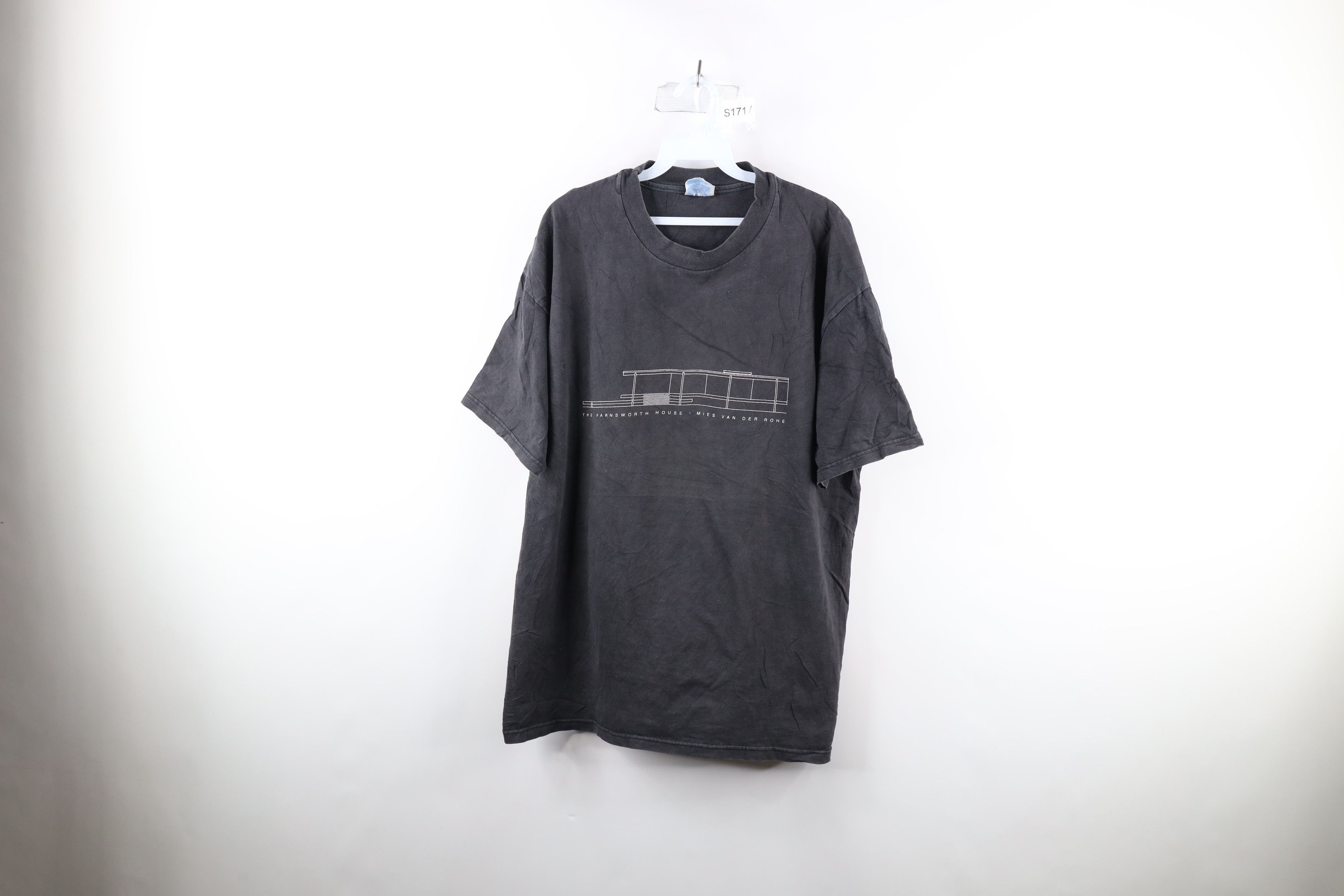 image of Vintage 90's Farnsworth House Mies Van Der Rohe T-Shirt Black, Men's (Size XL)