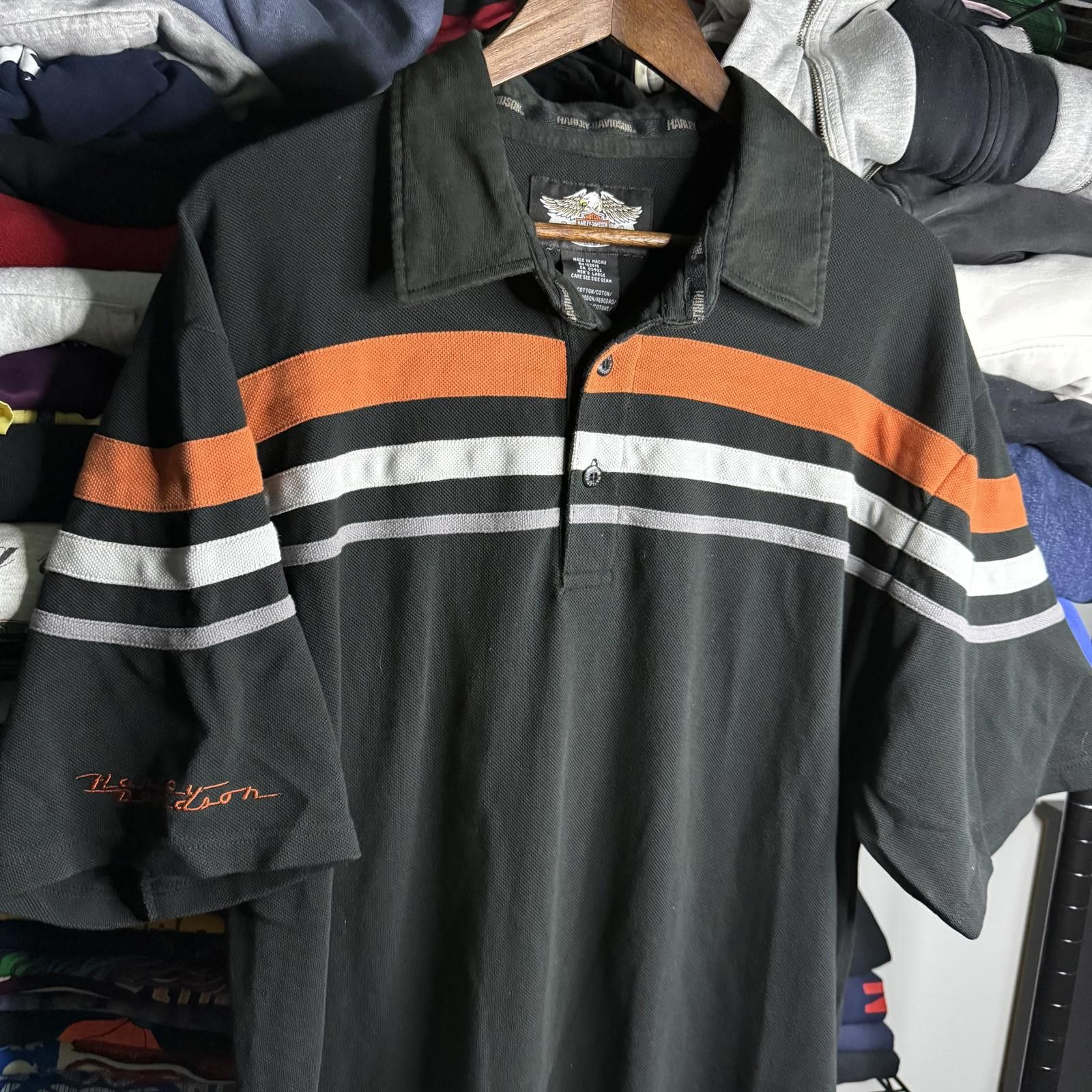 Harley Davidson Harley-Davidson Vintage Polo Shirt with Stripes Size US XL / EU 56 / 4 - 1 Thumbnail