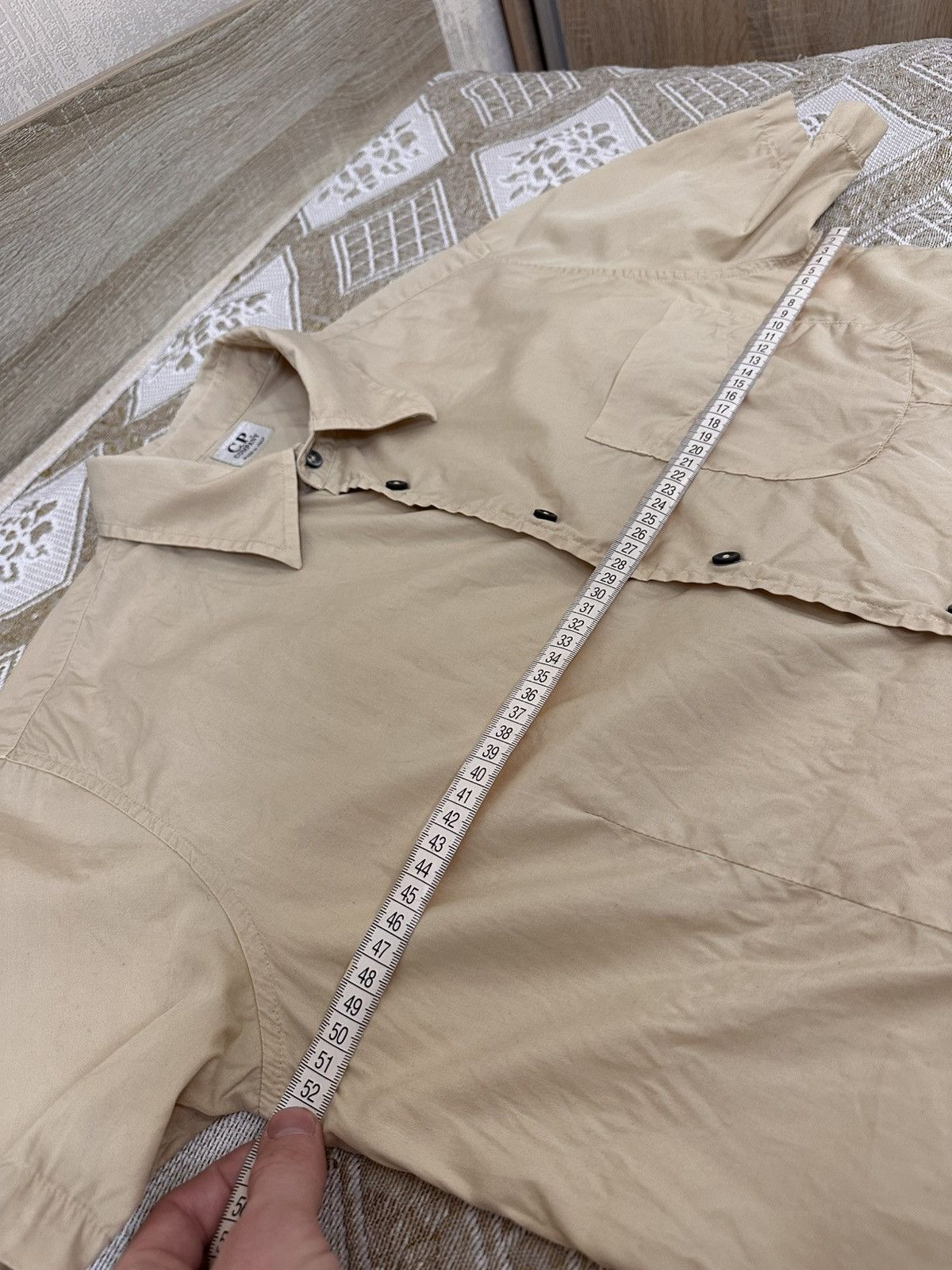 C.P. Company 🔥 90s C.P. Company Button Up Logo Shirt Beige Vintage Size US M / EU 48-50 / 2 - 9 Thumbnail