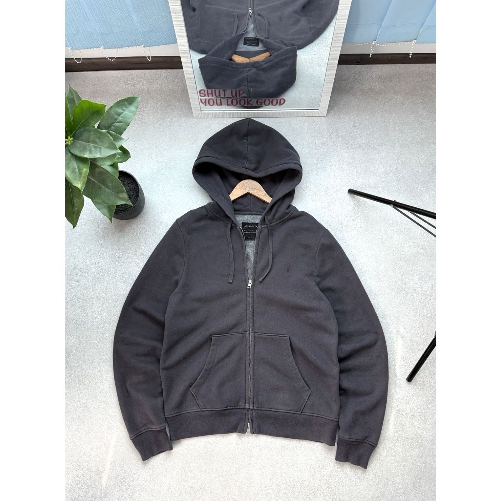 Allsaints VINTAGE ALLSAINTS Brace Hoodie Full Zip Cotton Men’s Gray Ramskull Logo L Hoodie Men Gray 90s Designer City USA Full Zip Hooded Mens Size US L / EU 52-54 / 3 - 2 Thumbnail