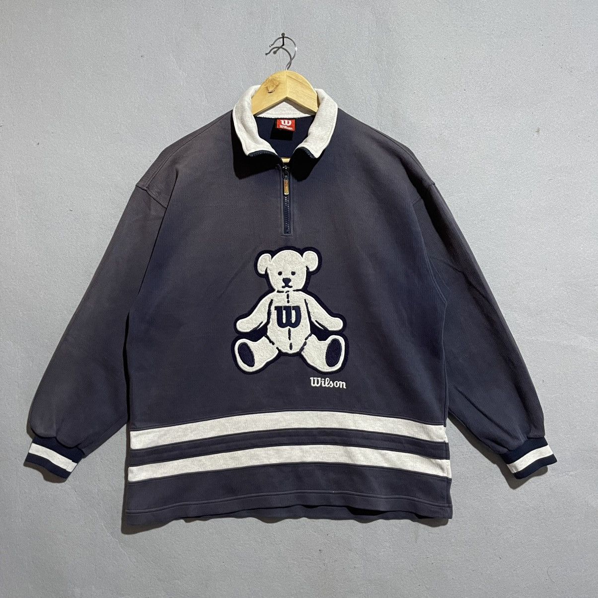 Wilson Vintage Wilson Teddy Bear Quarter Zip Pullover Size US L / EU 52-54 / 3 - 1 Thumbnail