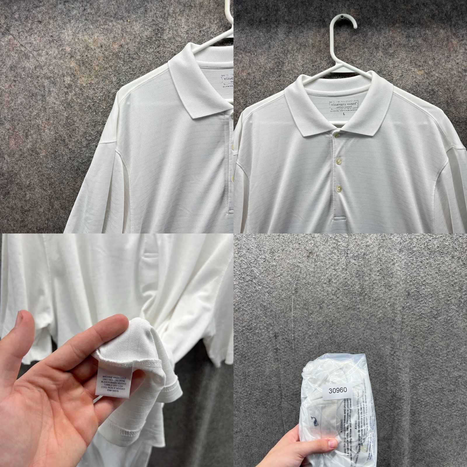 Vineyard Vines Vineyard Vines Polo Shirt Mens Large White Preppy Polyester Golf Casual Striped Size US L / EU 52-54 / 3 - 8 Thumbnail