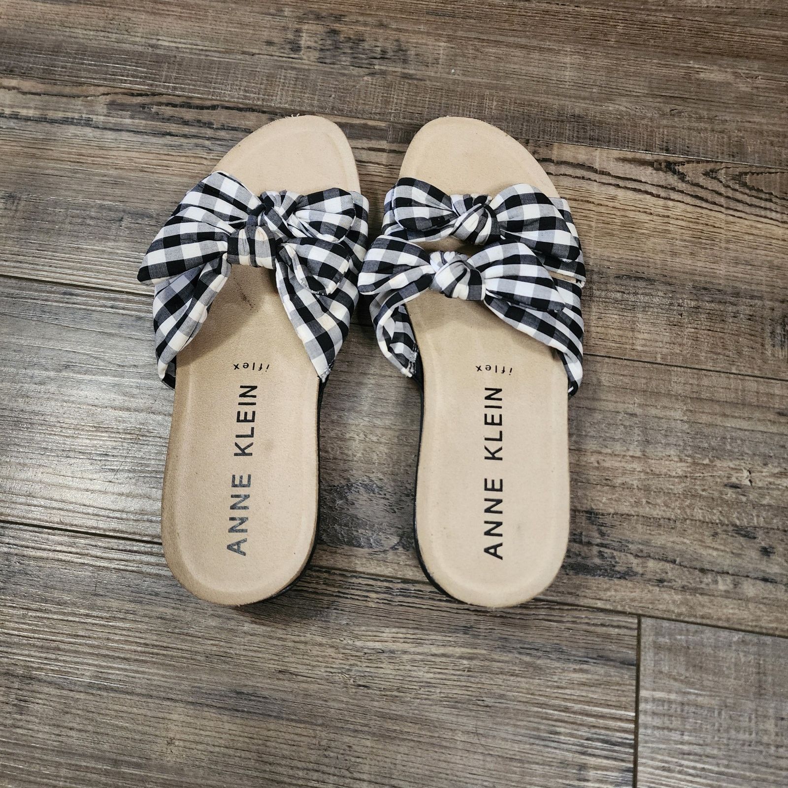 Anne Klein Anne Klein black white plaid sandals shoes womens size 7 SH3 Size US 7 / IT 37 - 1 Thumbnail