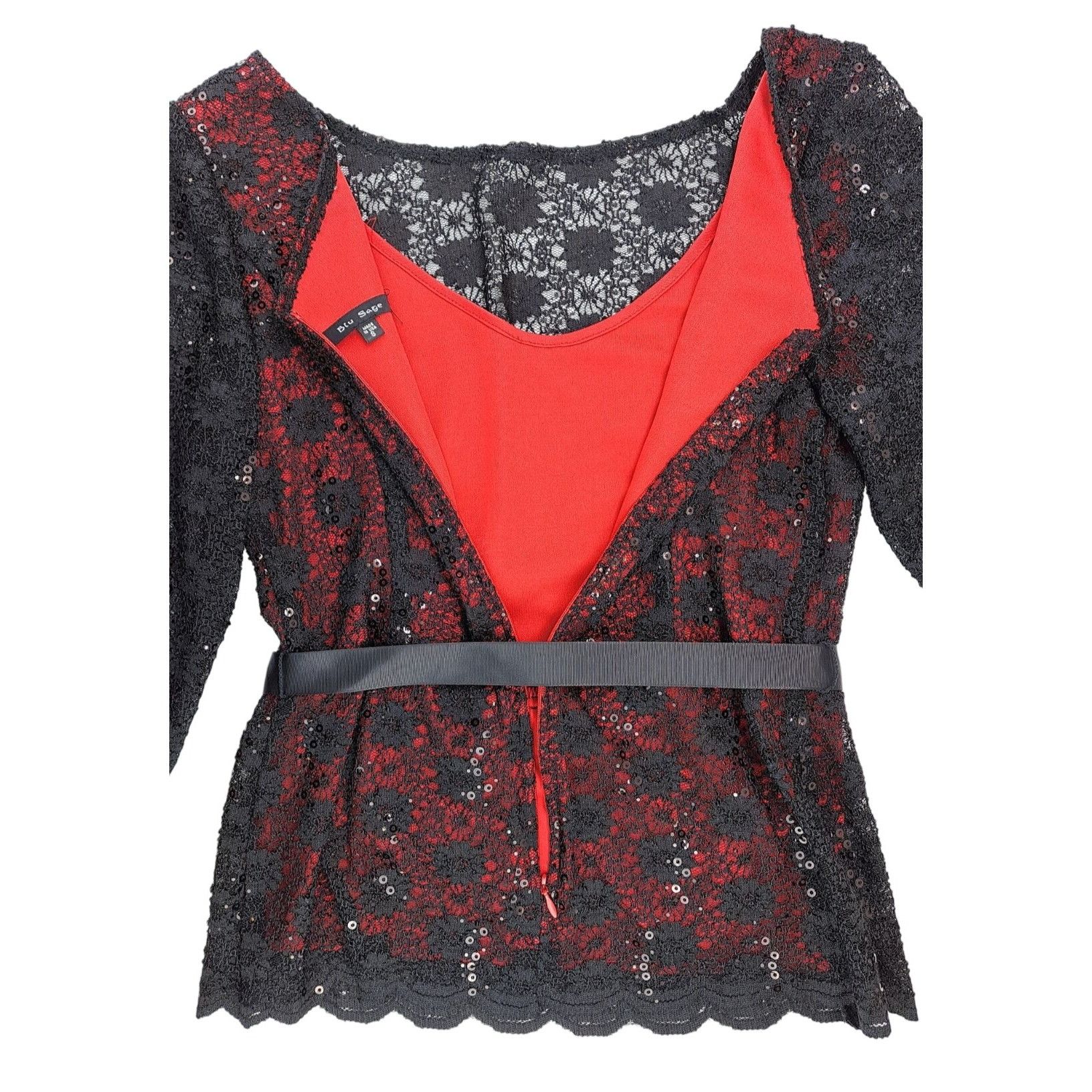 Other Blu Sage Black Red Lace Sparkle Top Women Small Holiday Size S / US 4 / IT 40 - 11 Thumbnail