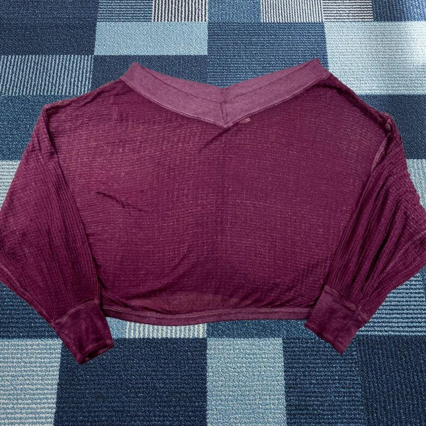 Vintage We The Free Sweater Womens Small Purple Southside Thermal V Neck Peasant Top Size S / US 4 / IT 40 - 1 Thumbnail