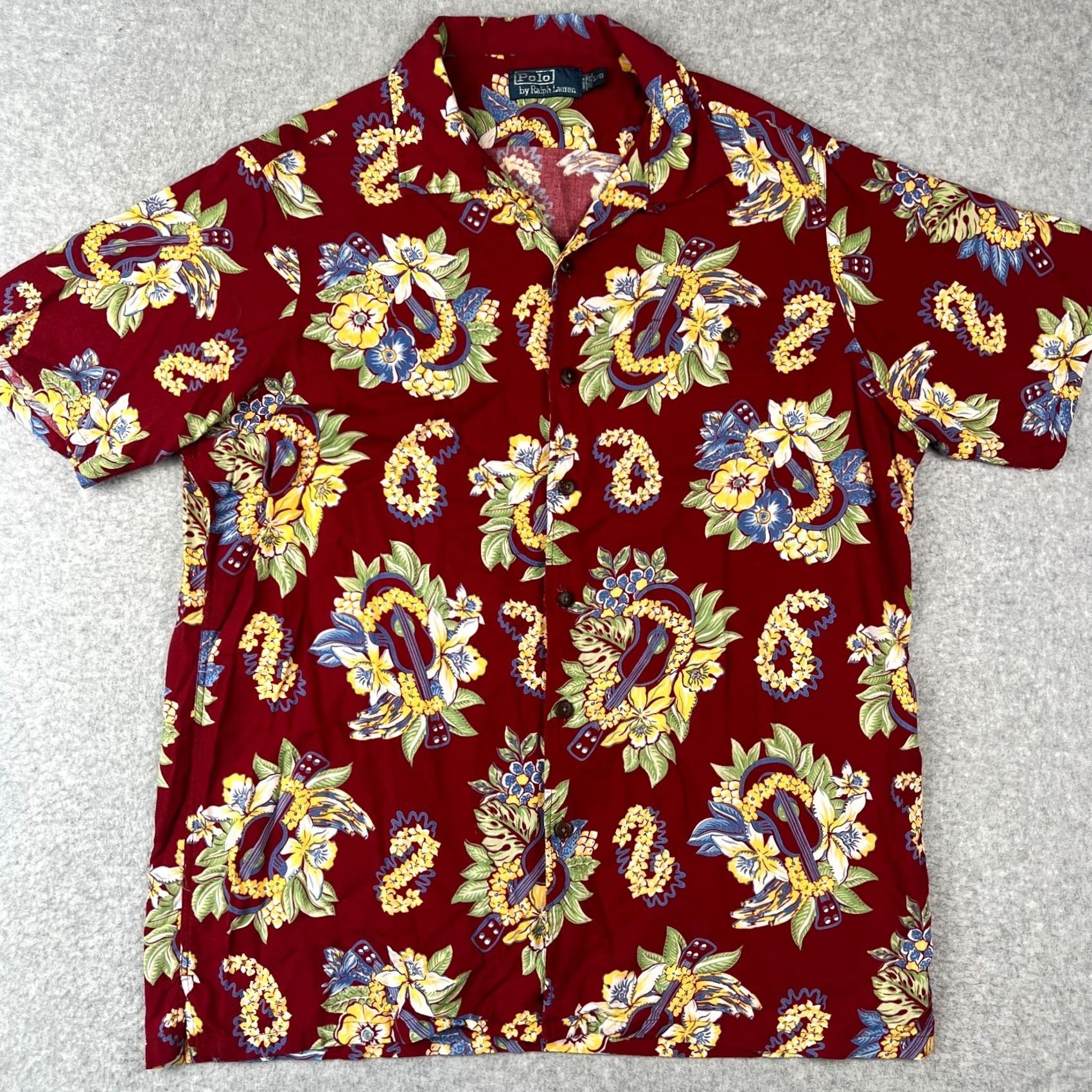 Polo Ralph Lauren Polo Ralph Lauren Viscose Hawaiian Floral Print Aloha Shirt Large Men Red Shirt Size US L / EU 52-54 / 3 - 2 Thumbnail