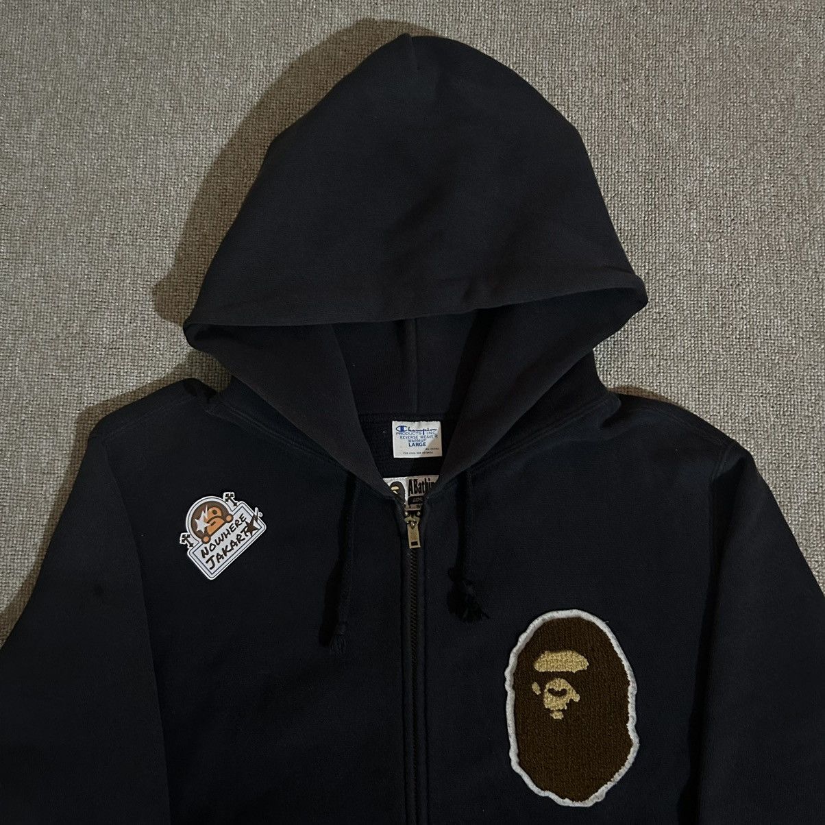 Bape × Champion Bape Champion Zip Hoodie Size US L / EU 52-54 / 3 - 3 Thumbnail
