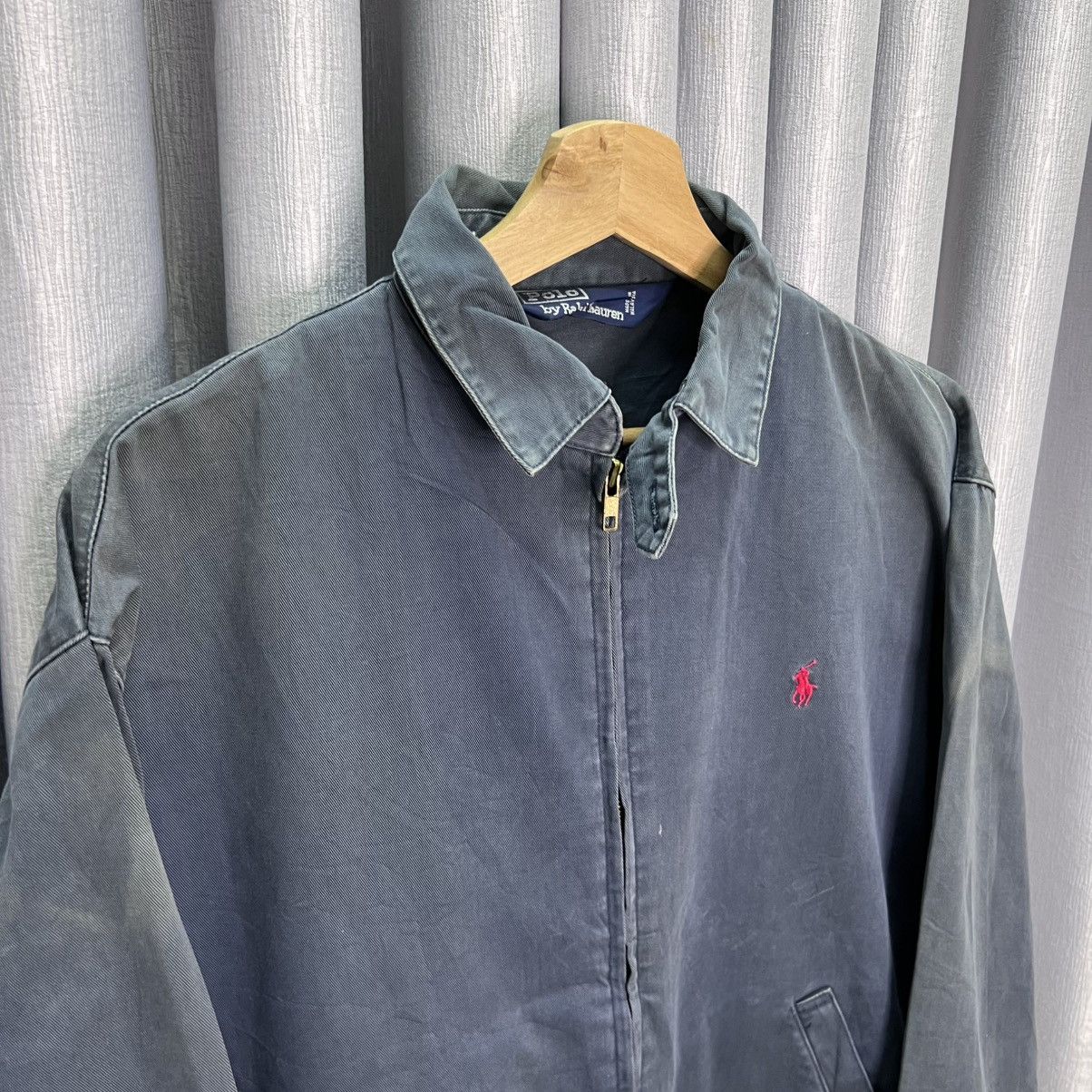 Vintage Vintage Thrashed Faded Polo Ralph Lauren Zip Up Jacket Size US XL / EU 56 / 4 - 2 Thumbnail