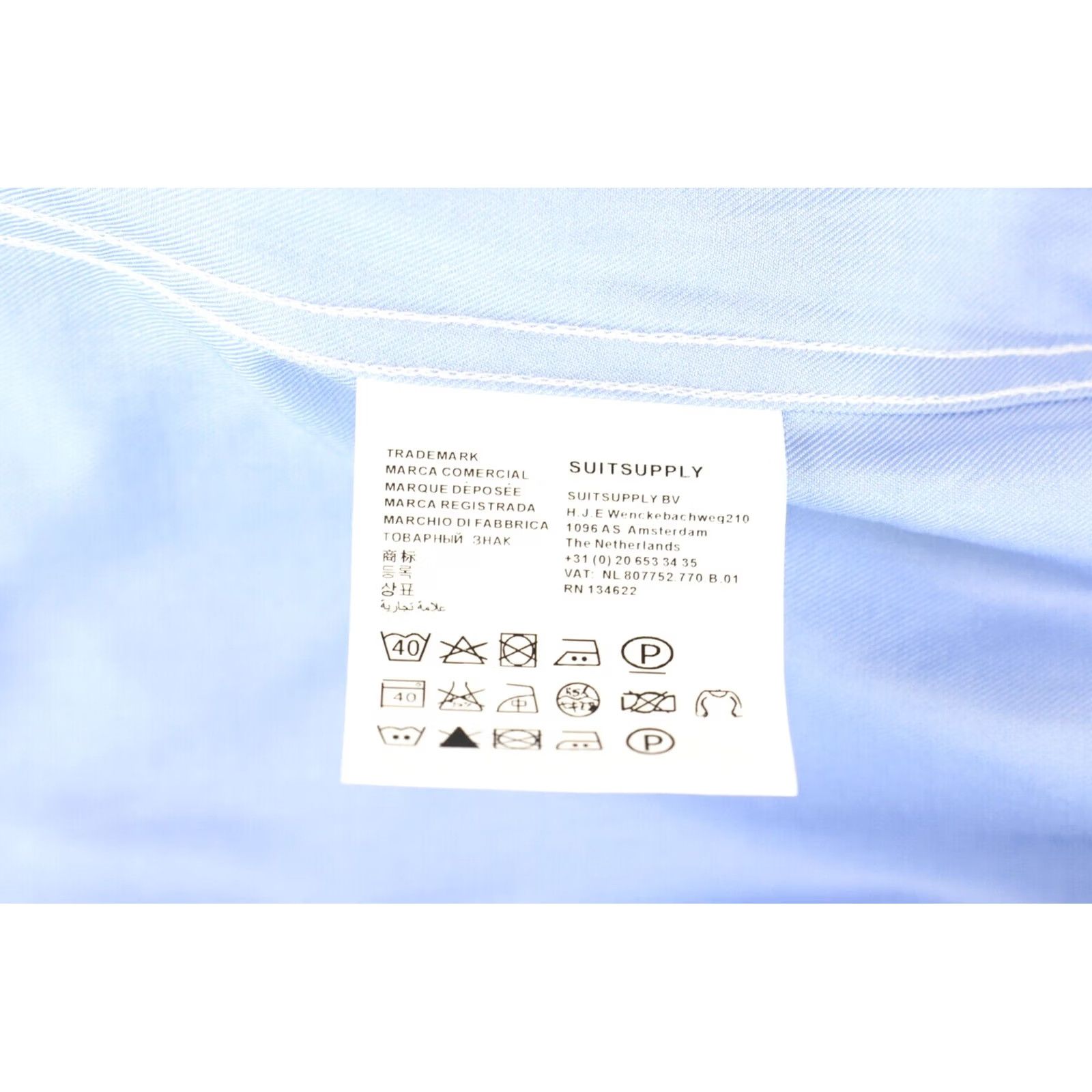 Suitsupply SUITSUPPLY Formal Shirt Blue Mens 45 / 17 3/4 Cotton Two Ply Spread Collar Size 48R - 7 Thumbnail