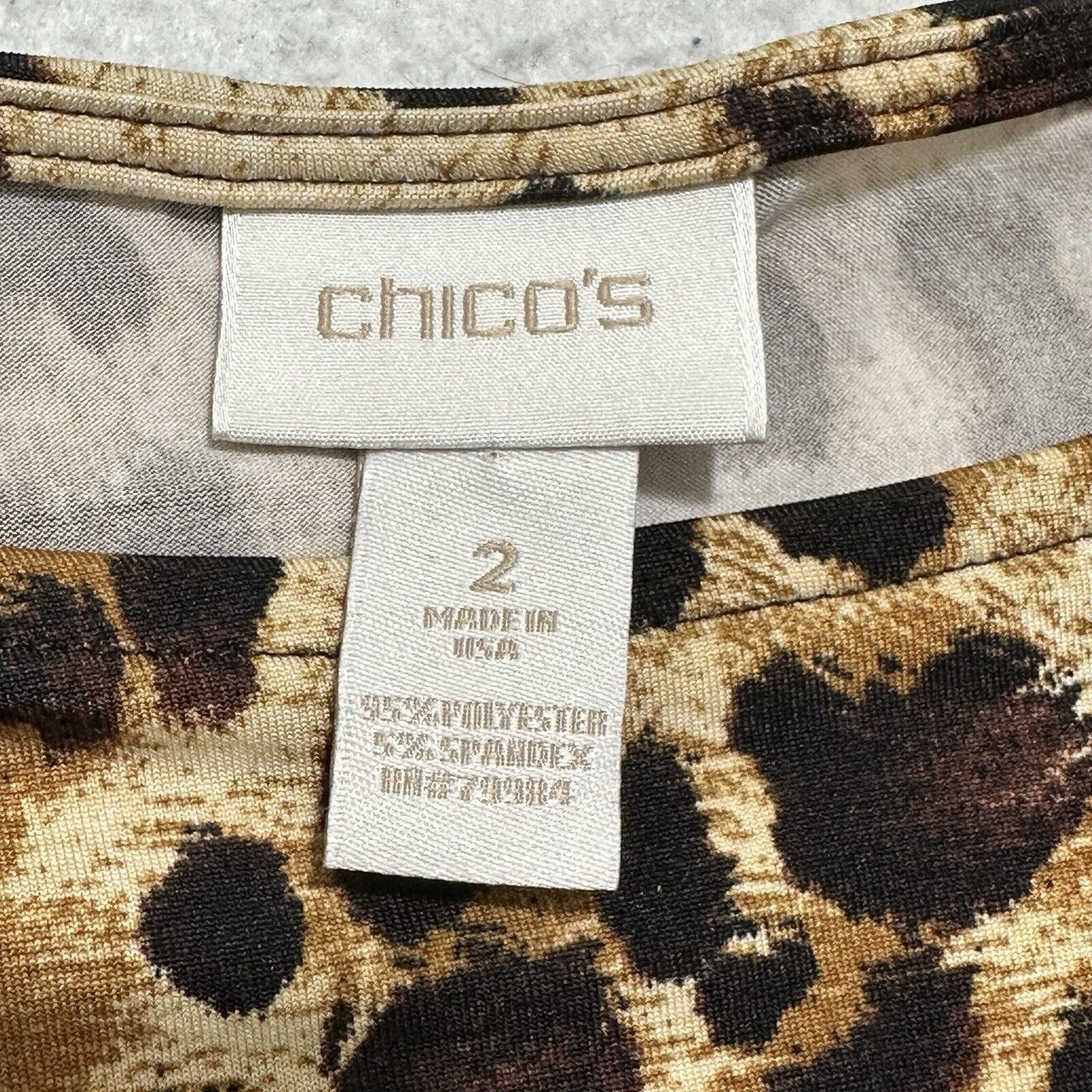 Chicos Chicos Large Brown Leopard Print Exposed Shoulder Blouse Size L / US 10 / IT 46 - 3 Thumbnail