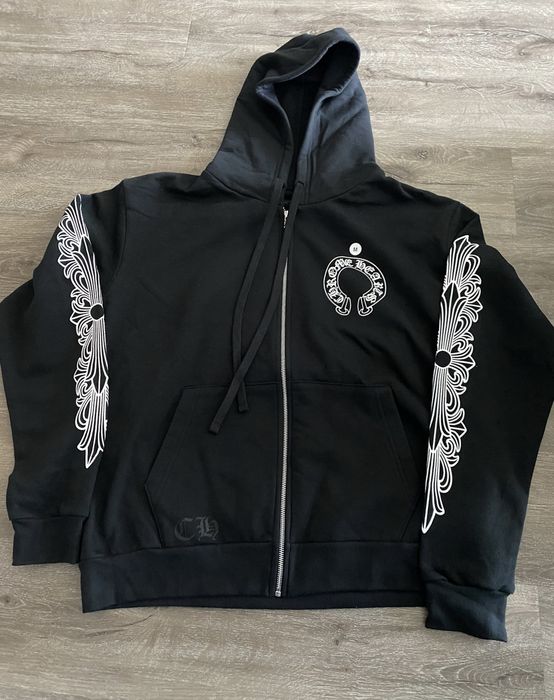 Chrome Hearts Chrome Hearts Floral Horseshoe Zip Up Hoodie Medium | Grailed