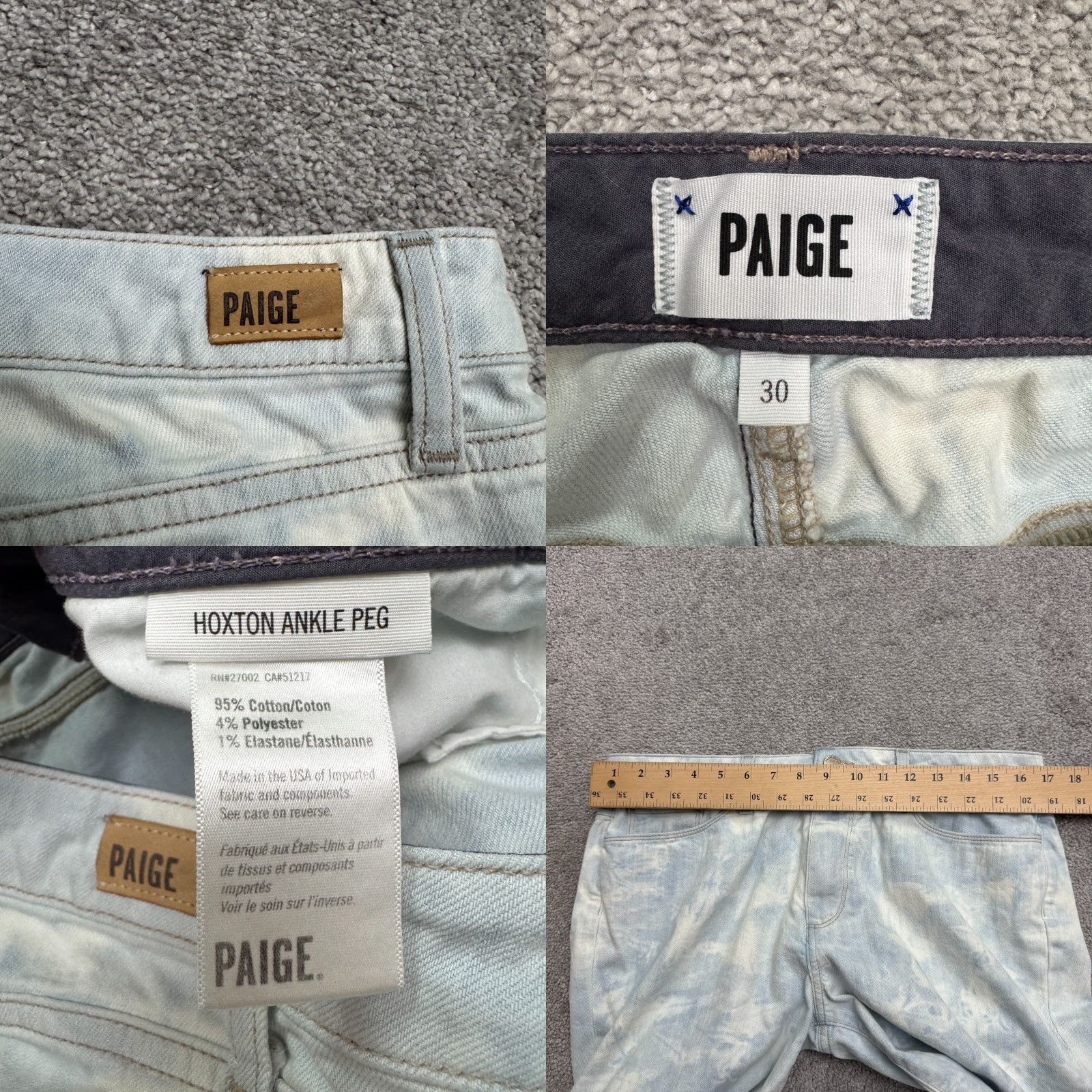Paige Paige Hoxton Ankle Peg Denim Jeans Womens 30 Regular High Rise Acid Wash Blue 5-Pocket City Grunge Jeans Womens Size 30" / US 8 / IT 44 - 8 Thumbnail