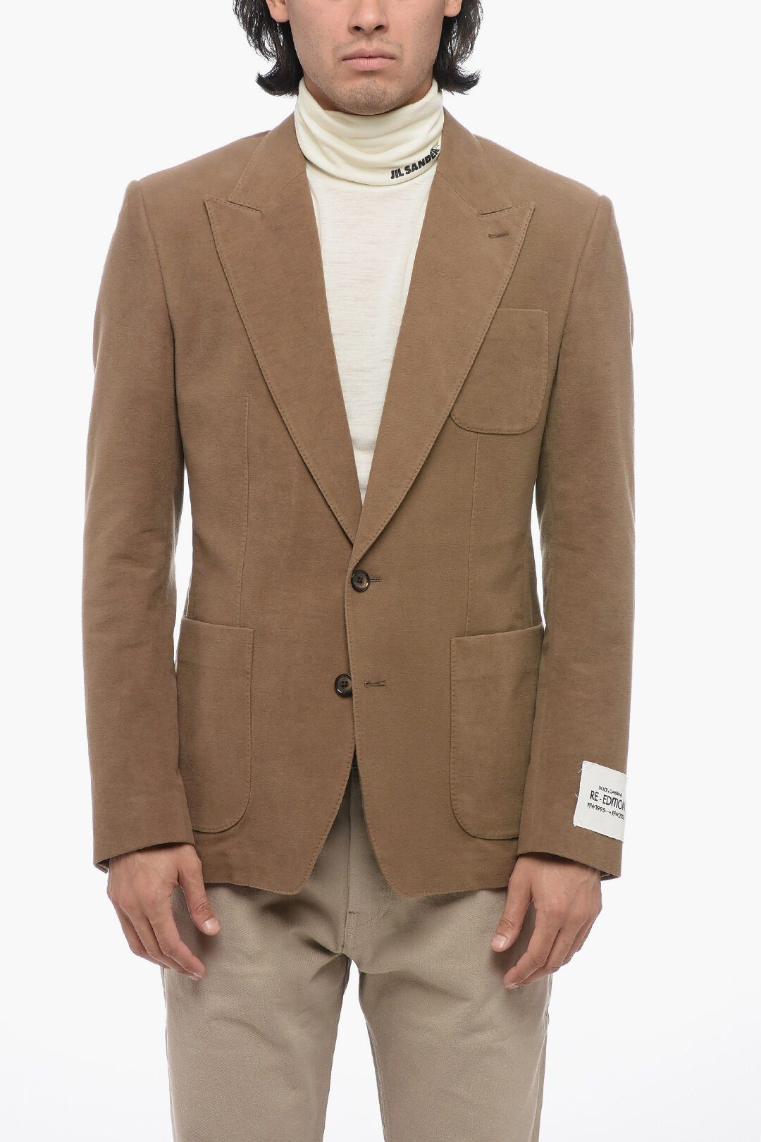 Dolce & Gabbana og1mm0825 Single-Breasted Blazer in Beige Size US M / EU 48-50 / 2 - 1 Thumbnail