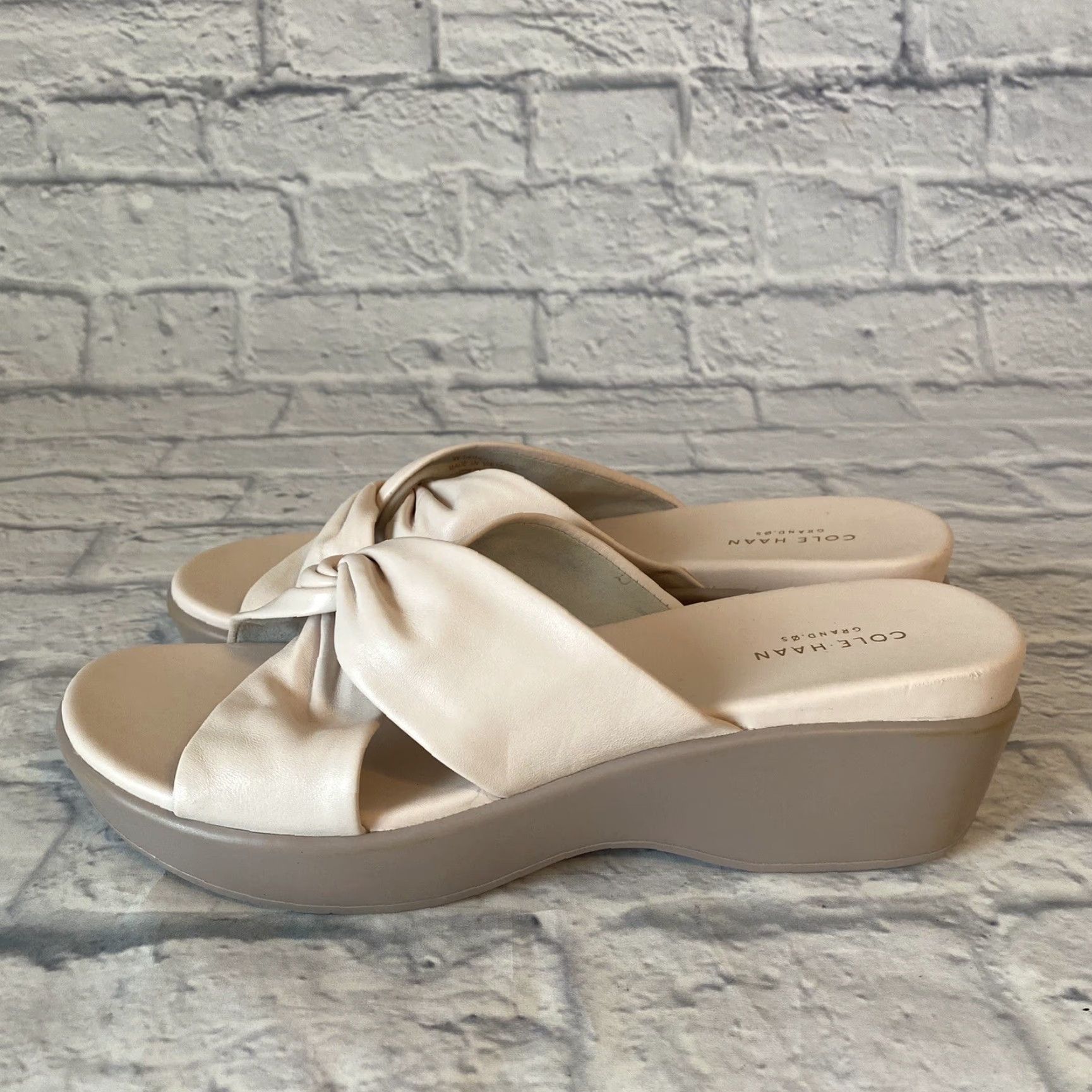 Cole Haan Cole Haan Grand OS Slide Sandals Cross Straps Wedge Heels Beige Women’s Size 10 Size US 8 / IT 38 - 5 Thumbnail