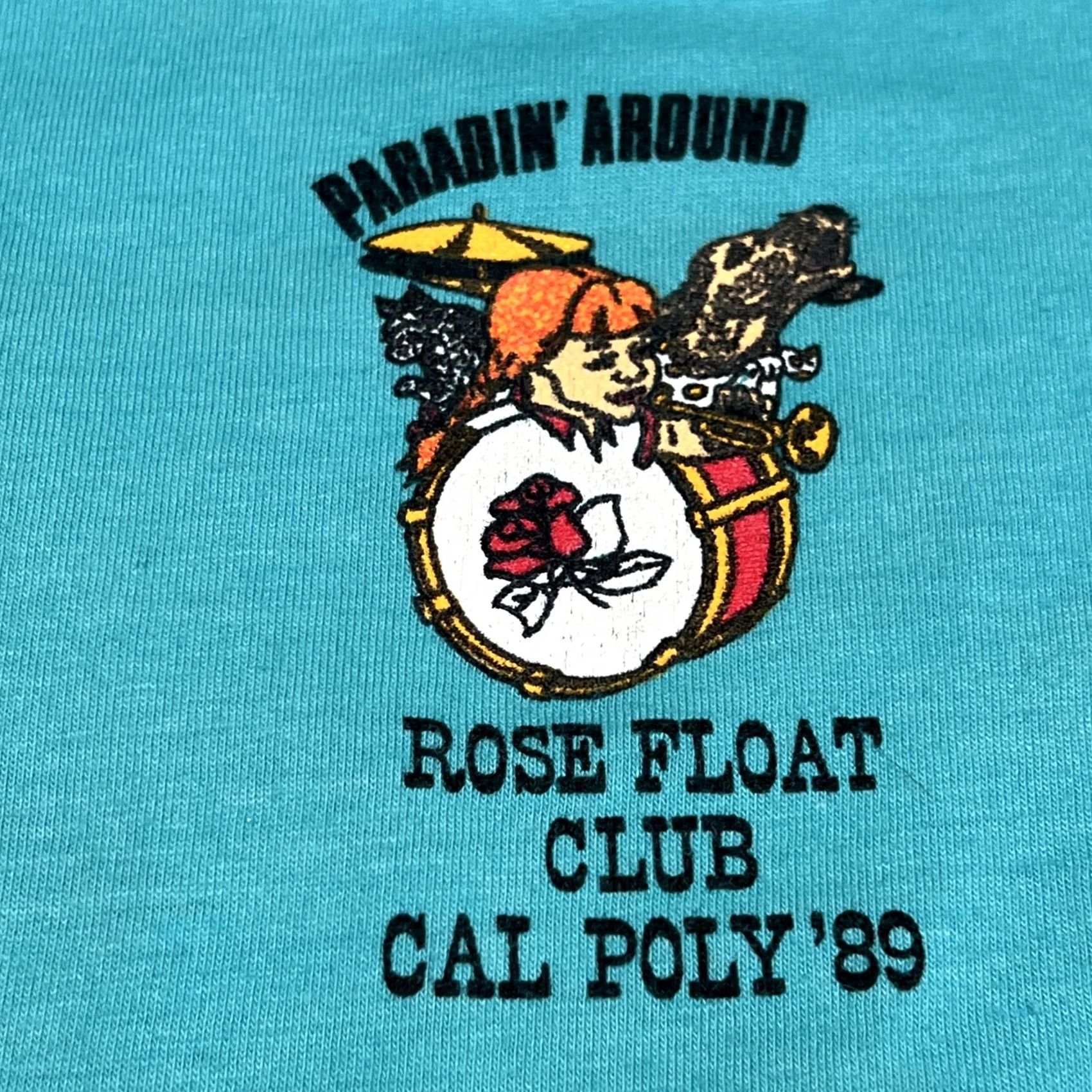 Hanes VINTAGE Cal Poly Rose Float Parade Club T Shirt XL Single Stitch Blue USA Shirt Mens Size US XL / EU 56 / 4 - 7 Thumbnail