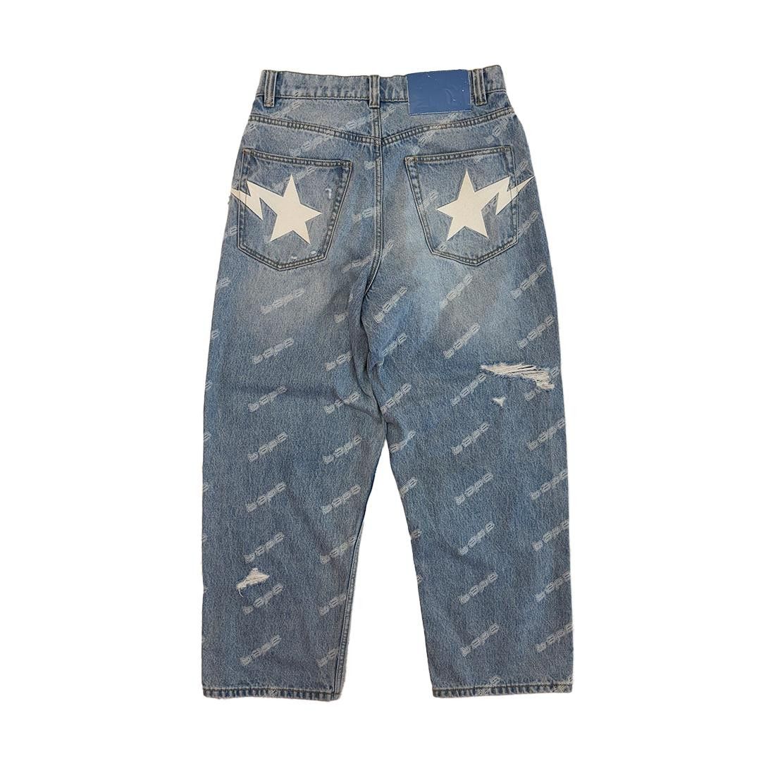 Bape BAPE Hexagram Laser Destroy Denim Pants (M) Size US 32 / EU 48 - 2 Thumbnail