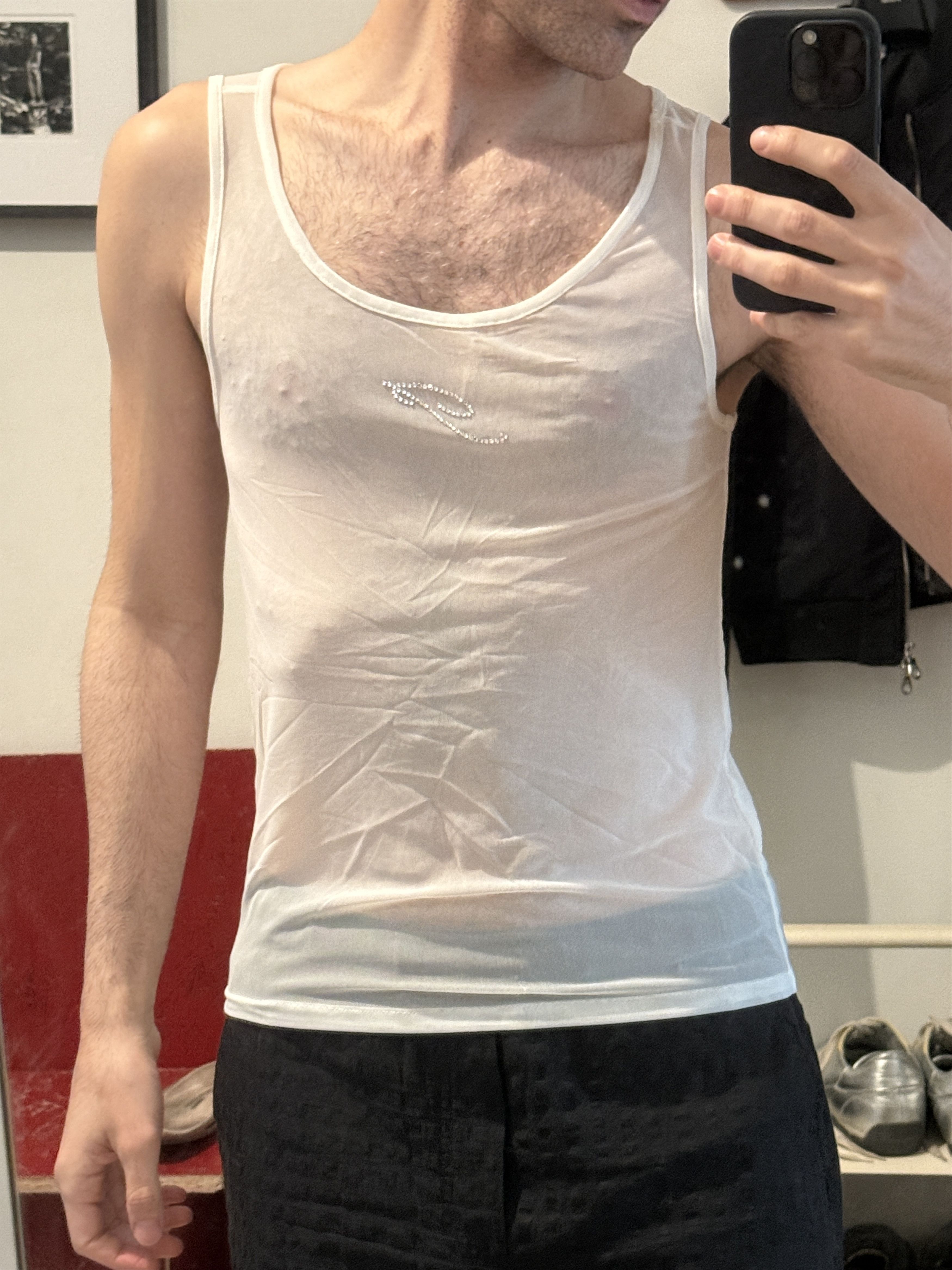 Palomo Spain white sheer tank top Size US L / EU 52-54 / 3 - 3 Thumbnail