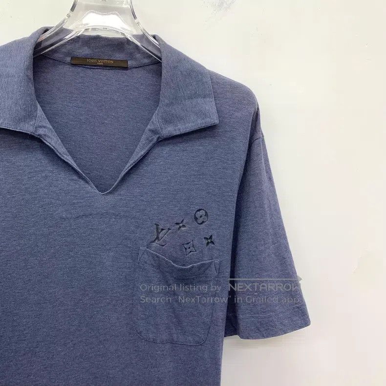 Louis Vuitton Louis Vuitton Dark blue logo presbyopic cotton lapel short Size US M / EU 48-50 / 2 - 3 Thumbnail