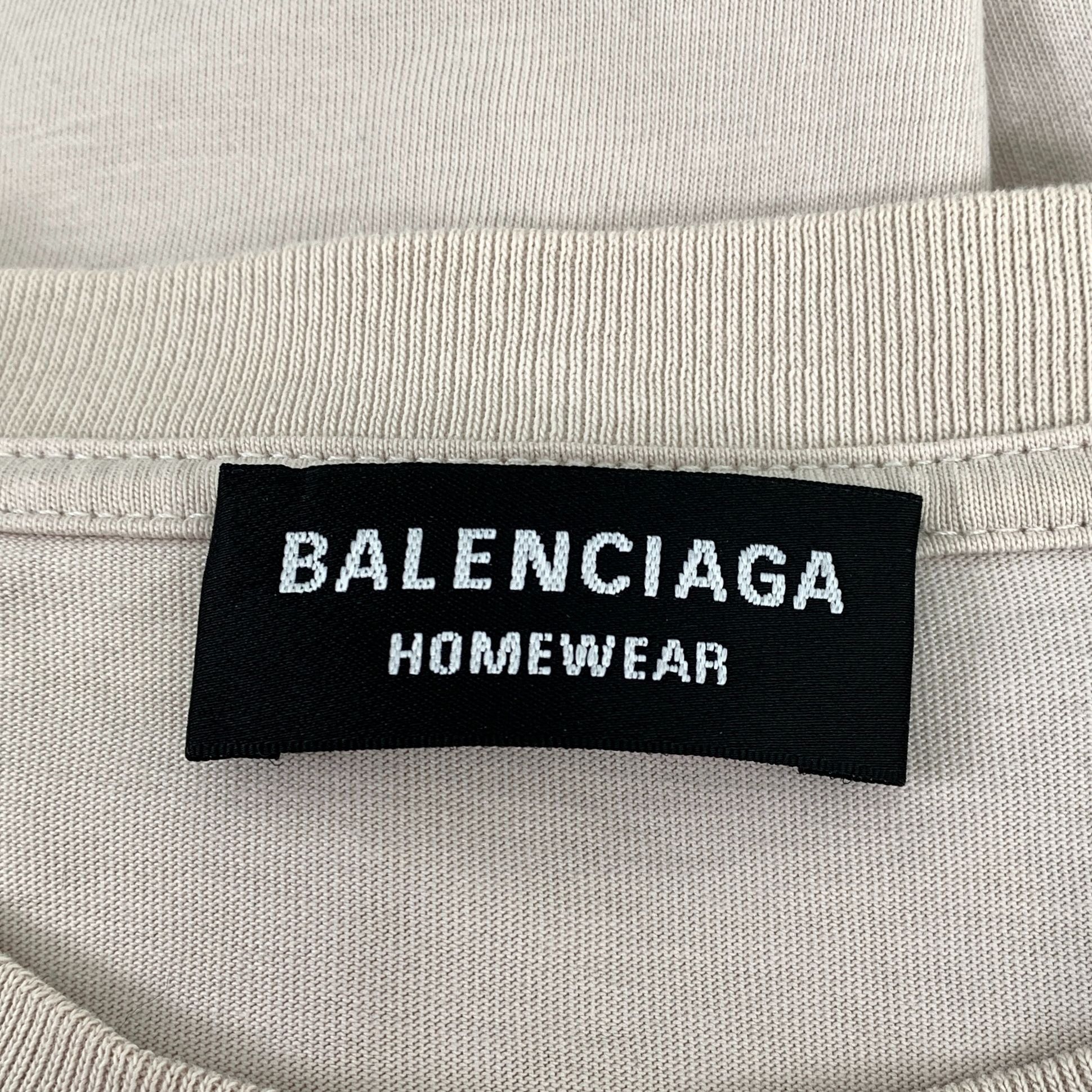 Balenciaga Balenciaga Beige Logo Round Neck Short Sleeve T-Shirt XXS 10 Size US XXS / EU 40 - 2 Thumbnail
