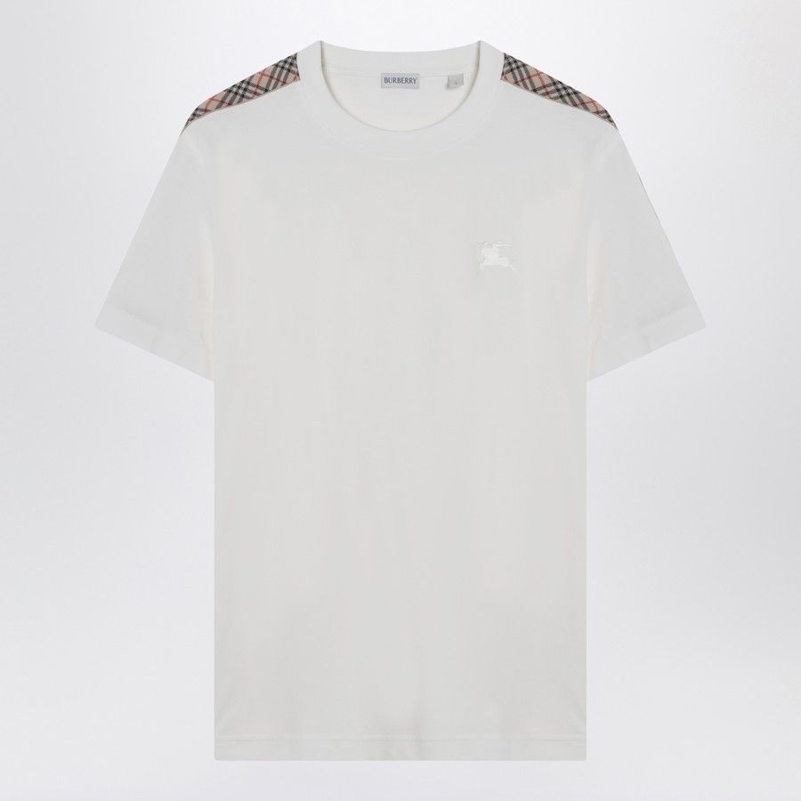 Burberry o1d2blof0226 Check-patterned Stripe T-Shirt in White Size US L / EU 52-54 / 3 - 1 Thumbnail