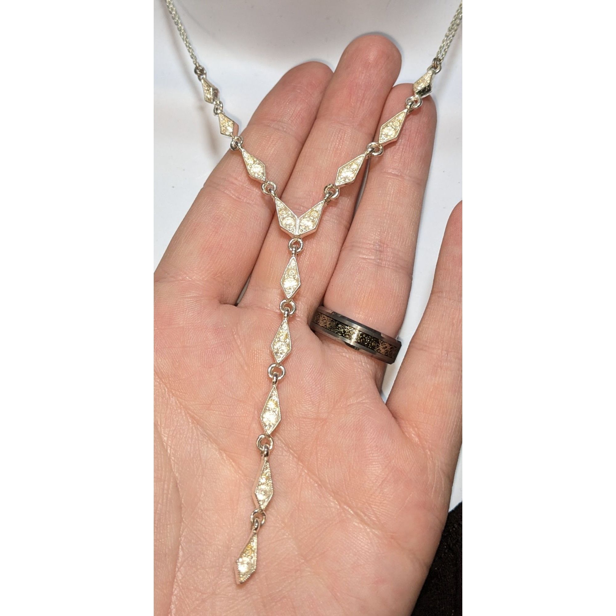 Other Vintage Napier Y Drop Bridal Necklace With Rhinestone Accent Size ONE SIZE - 5 Thumbnail