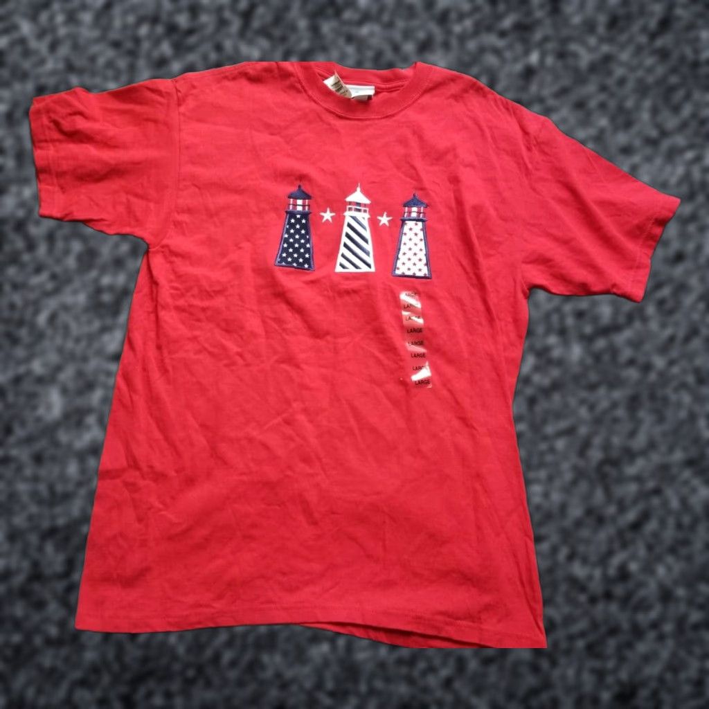 Vintage VINTAGE M&C Energy Sportswear Lighthouse Red T-Shirt Mens L Adult Large Graphic Tee 100% Cotton Unisex NWT Size US L / EU 52-54 / 3 - 1 Thumbnail
