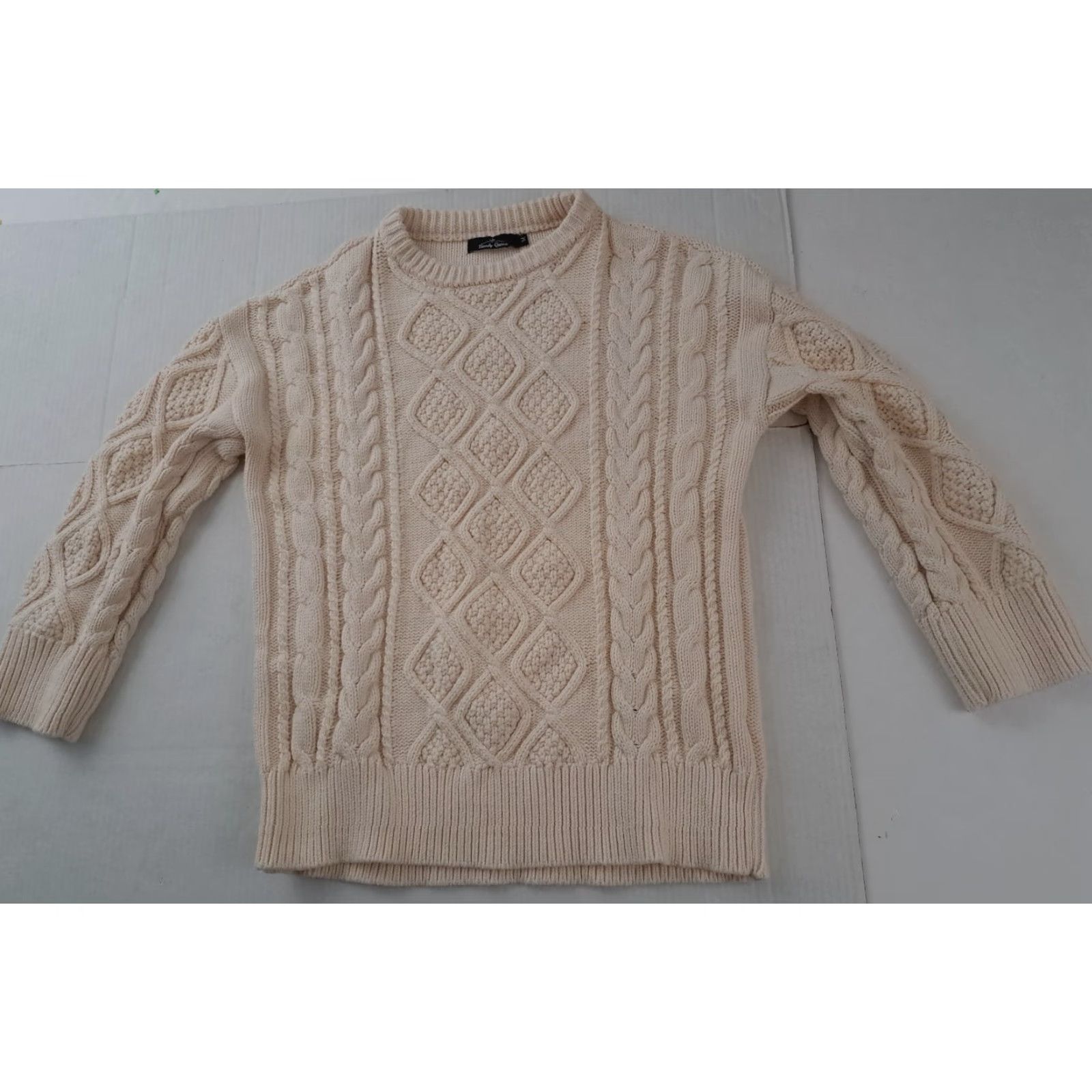 Vintage VINTAGE Cable-Knit White Woman Long Sleeve Sweater M Cotton Blend Pullover Winter Season Women Grade Regular Size M / US 6-8 / IT 42-44 - 2 Thumbnail