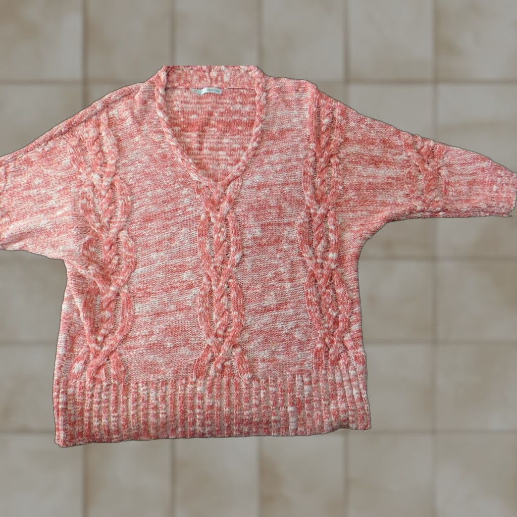 Vintage Maurices Womens Sweater Pullover Short Sleeve Crew Neck Pink XL Knit Stretch Bow Puff Sleeve Size XL / US 12-14 / IT 48-50 - 1 Thumbnail