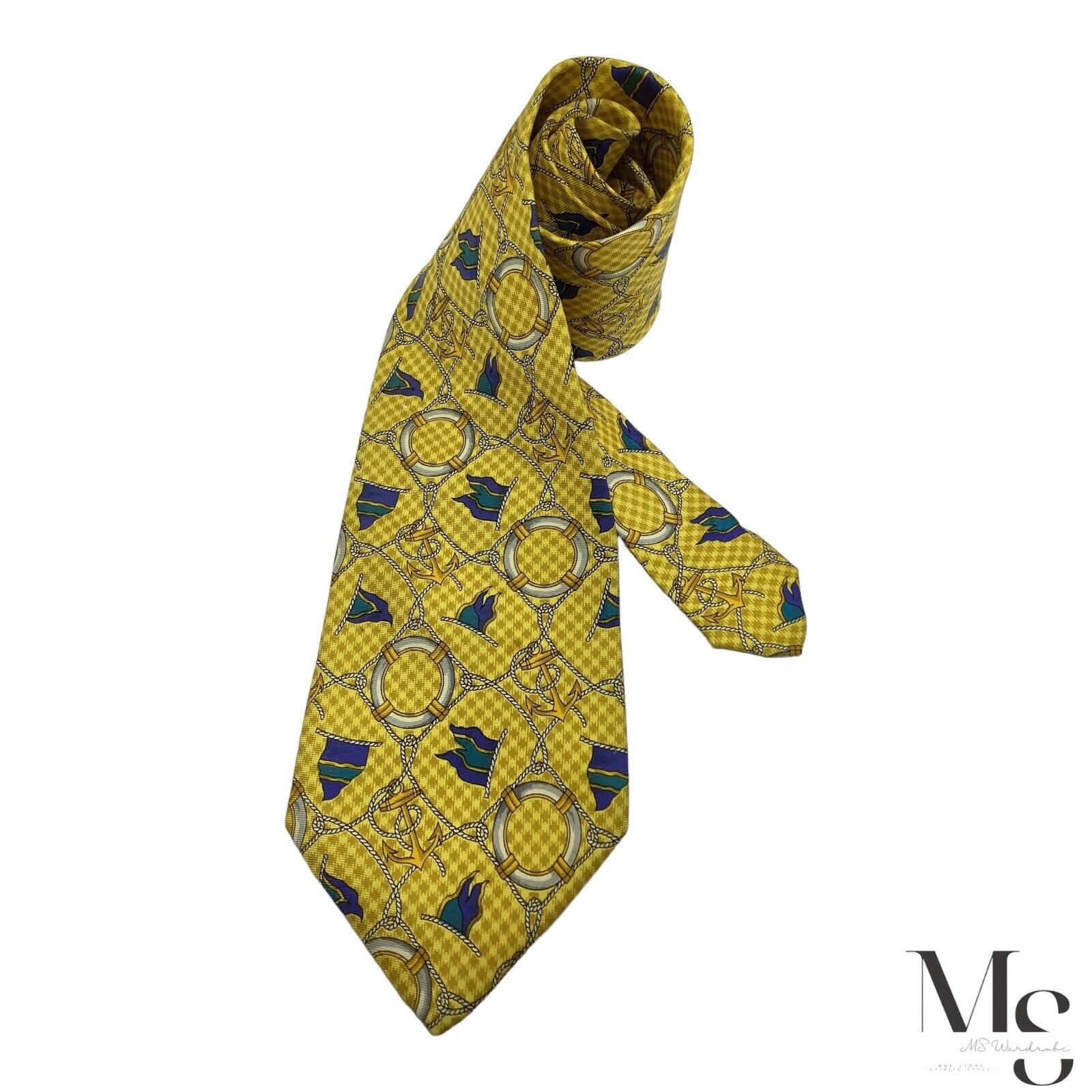 Guy Laroche GUY LAROCHE Yellow Nautical Print Silk Tie H.Made In Itally Size ONE SIZE - 1 Thumbnail