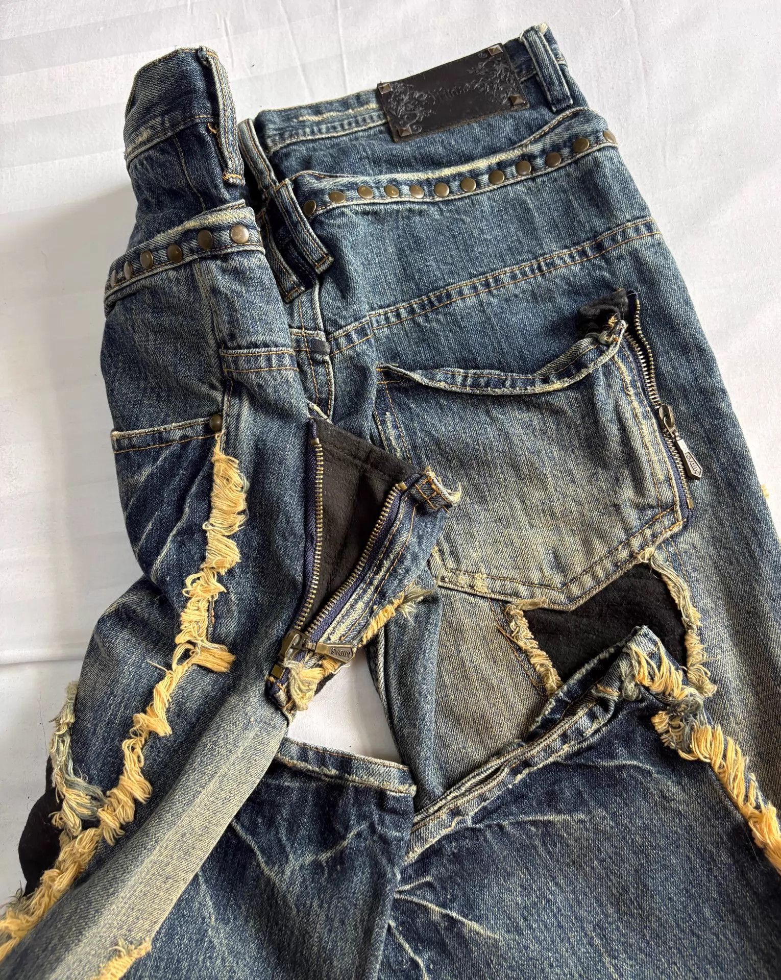 Other Midas Vintage Japanese Double Waist Rivet Fringe Jeans Size US 28 / EU 44 - 7 Thumbnail