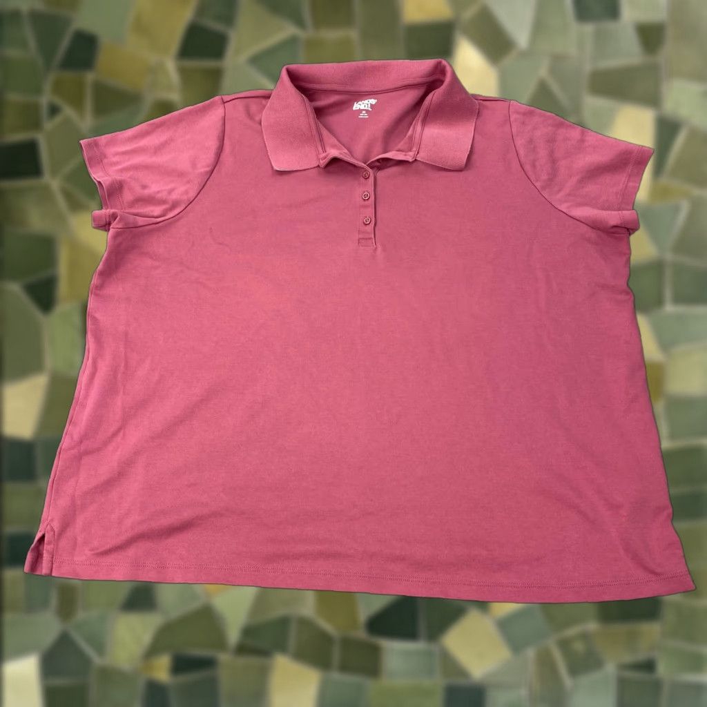 Lands' End Lands' End Polo Shirt Womens 2X Plus Rose Pink Short Sleeve 3 Button Cotton Polo Womens 2X Plus Pink Short Sleeve Solid Button Womens Size XXL / US 16-18 / IT 52-54 - 1 Thumbnail