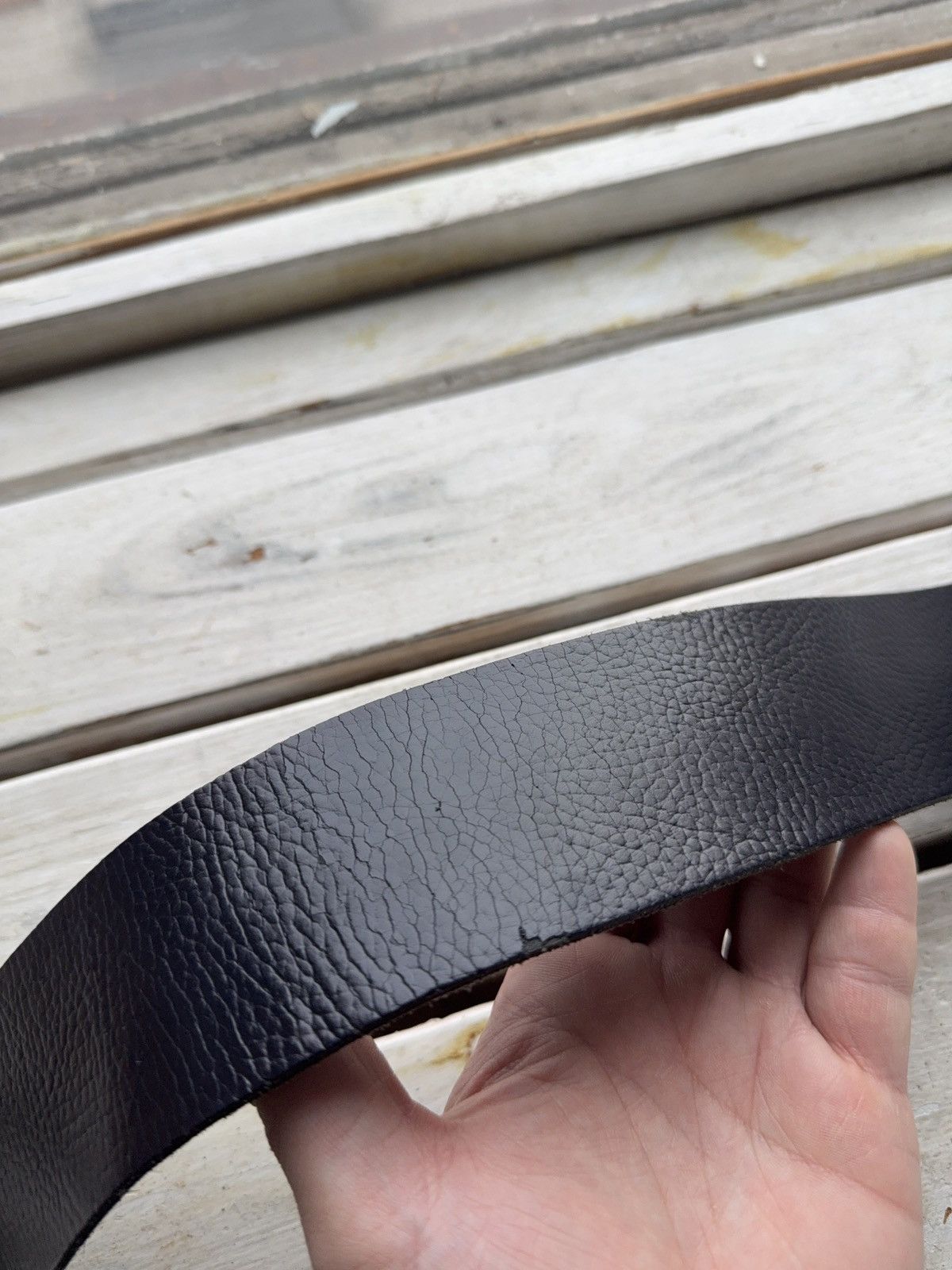 Japanese Brand Baguette Accessoires Navy Leather Belt 95cm Silver Buckle Size ONE SIZE - 3 Thumbnail