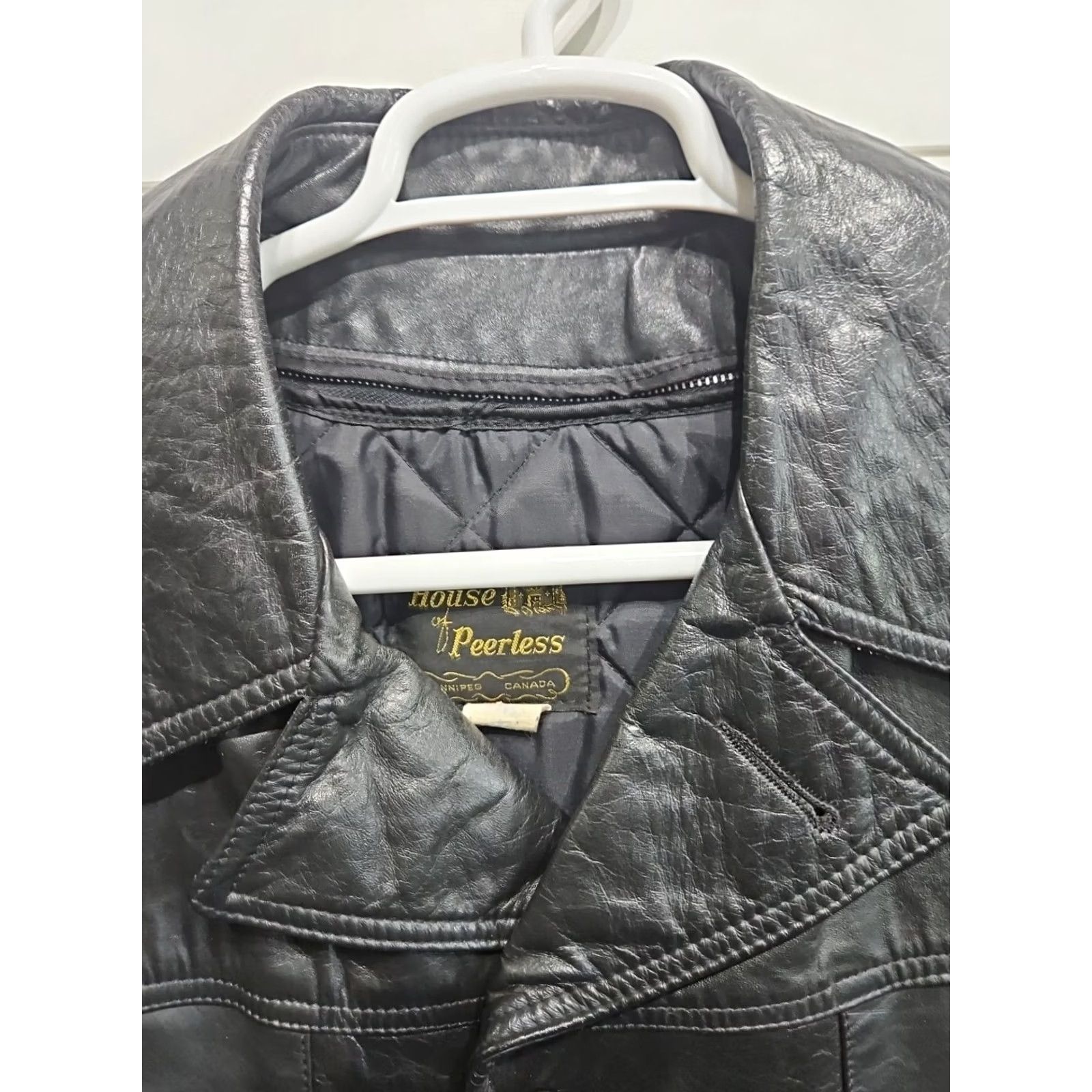 Vintage VINTAGE House Of Peerless Leather Jacket Coat Blazer Mens 38T Black 70s Size US XXS / EU 40 - 5 Thumbnail