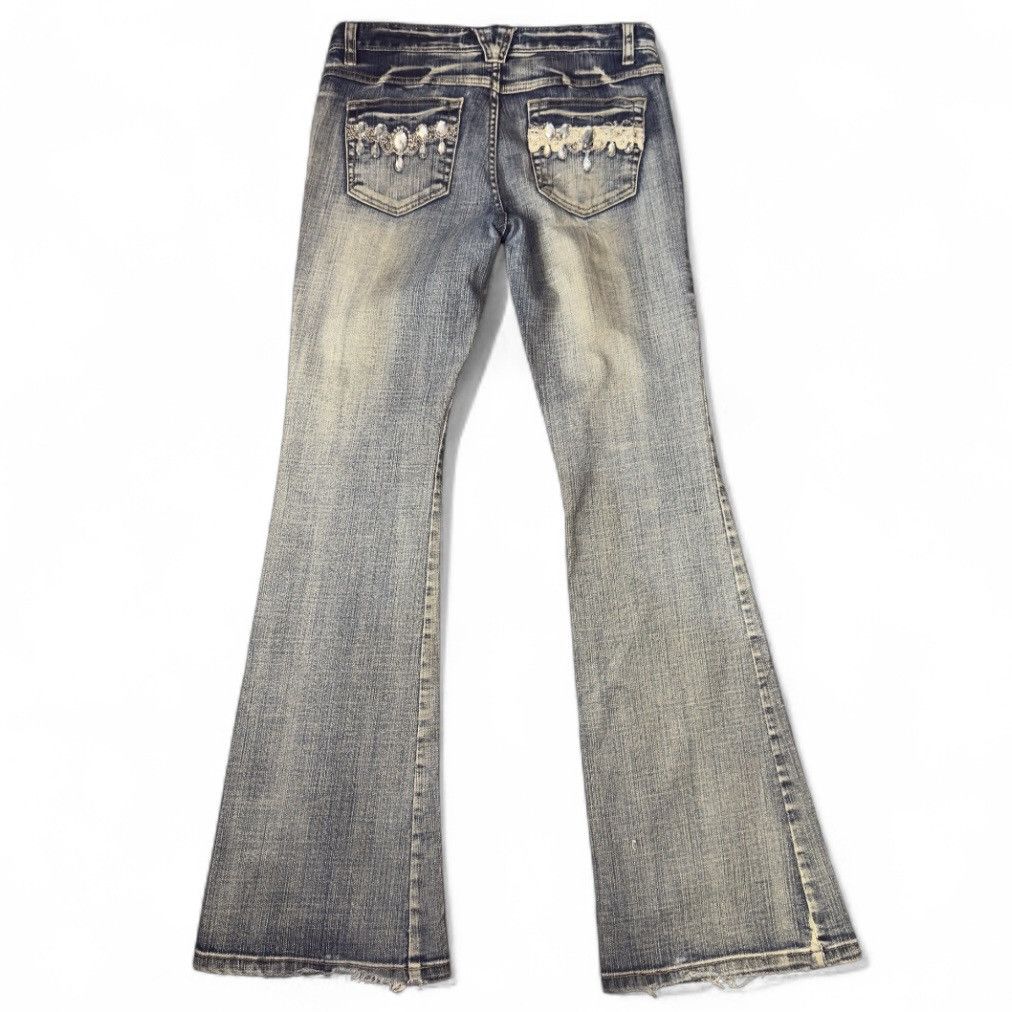 Hysteric Glamour Flare Sick 🔥 6th Avenue Rhinestone Lace Jeans LGB Style Size 30" / US 8 / IT 44 - 2 Thumbnail